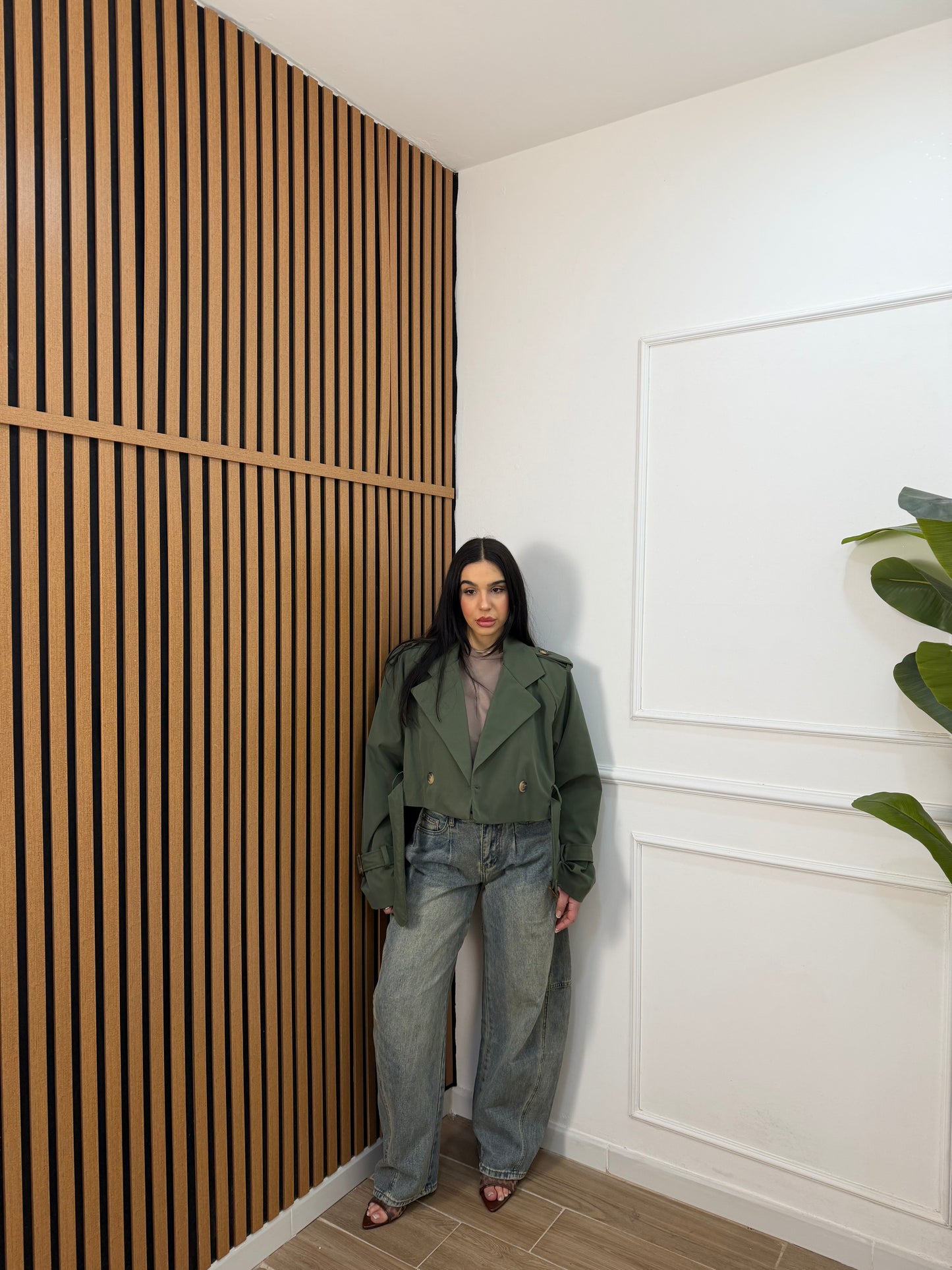 Trench crop doppio petto