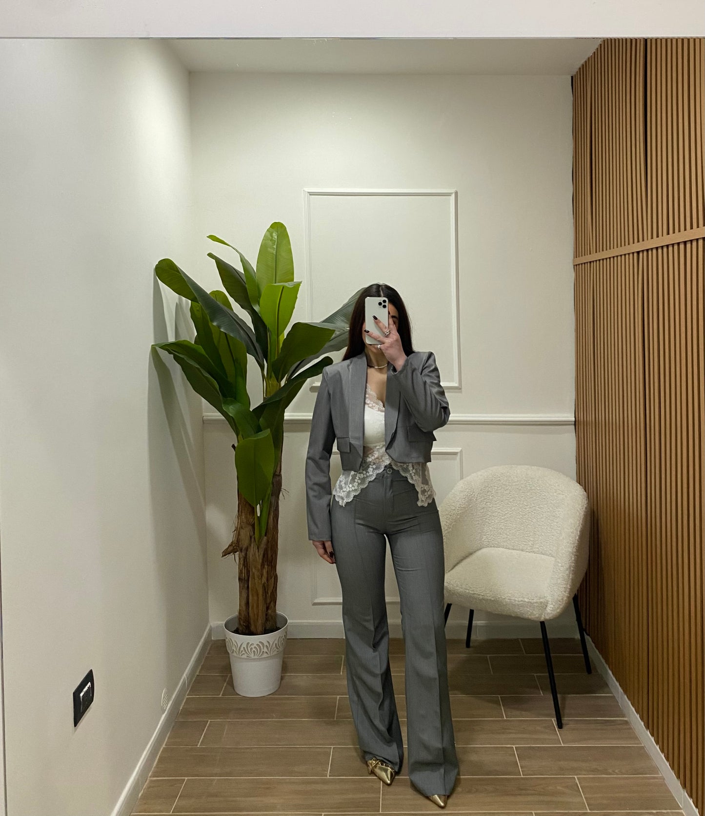 Pantalone zampa grigio