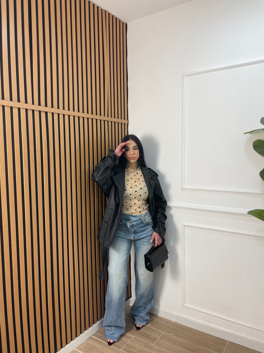 Jeans bustino assimetrico