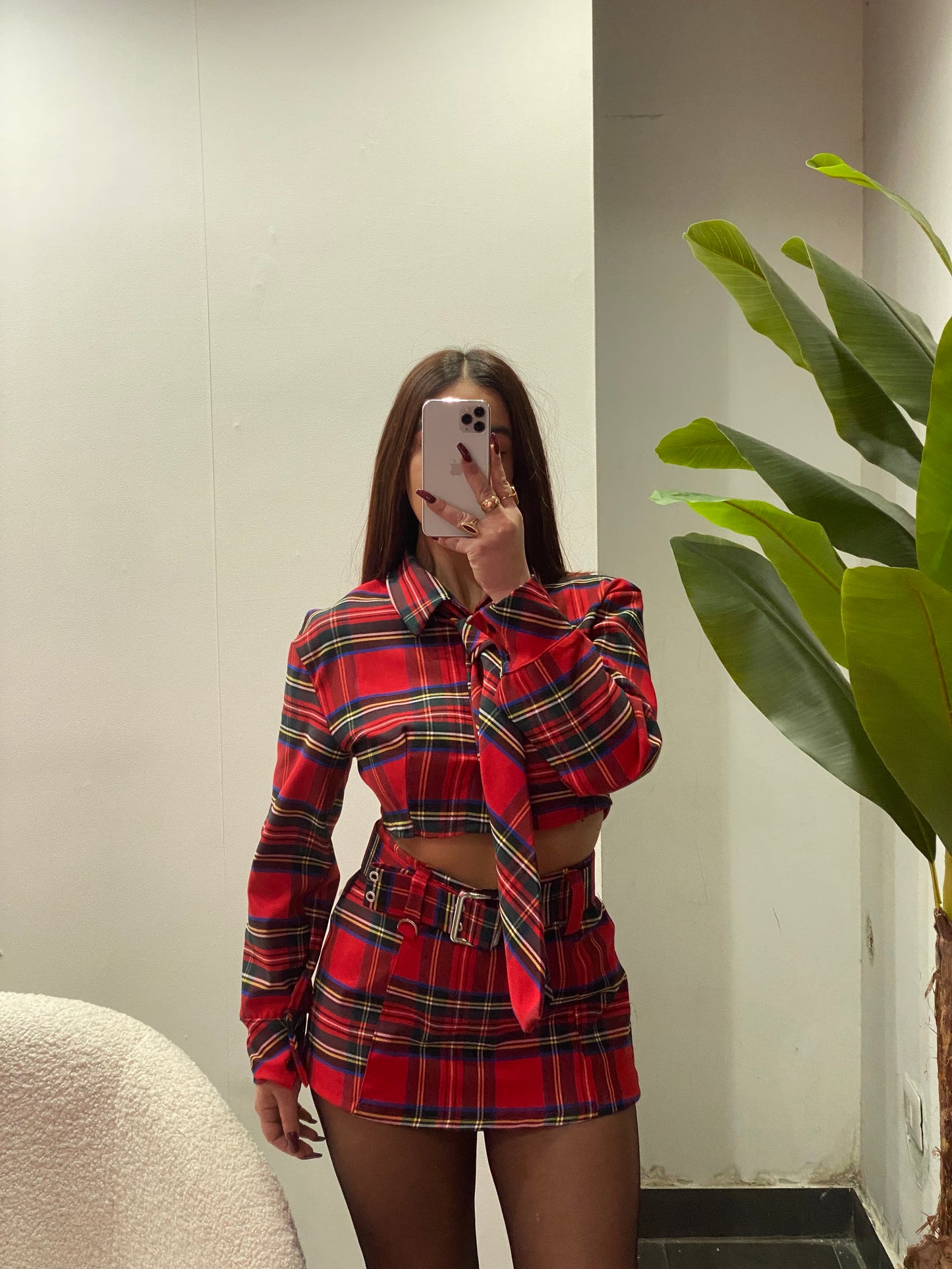 Camicia crop tartan