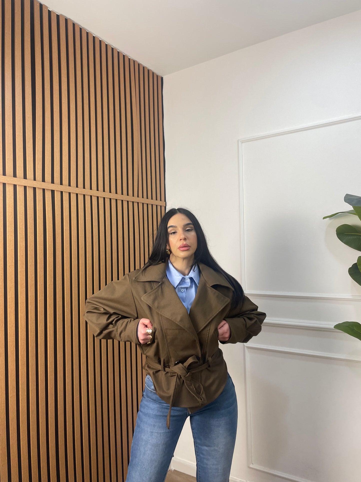 Trench crop doppio petto