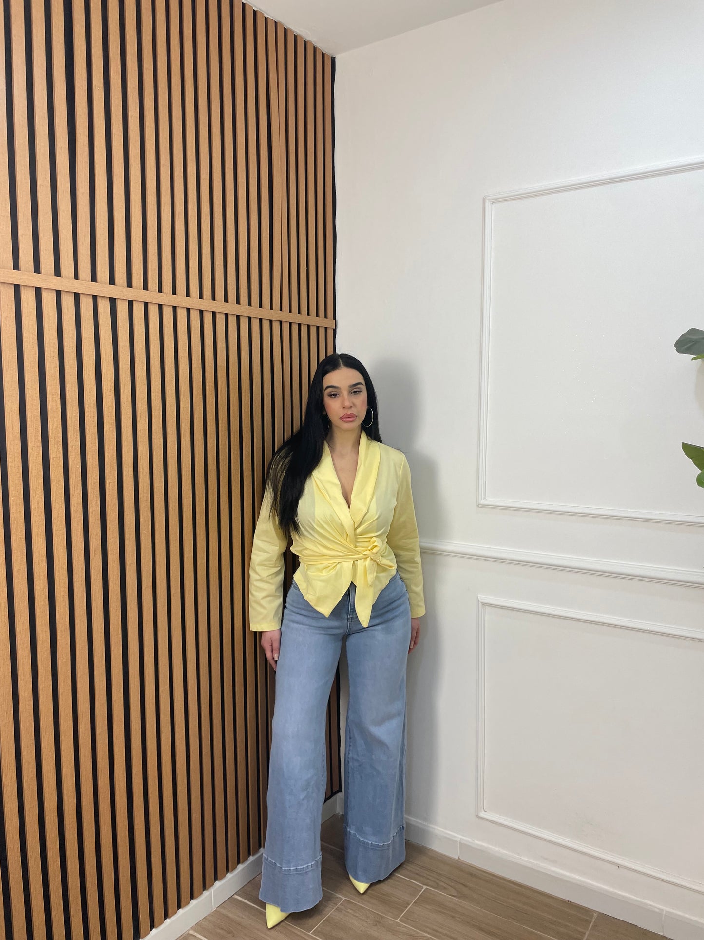 Jeans palazzo tasche glitter argento