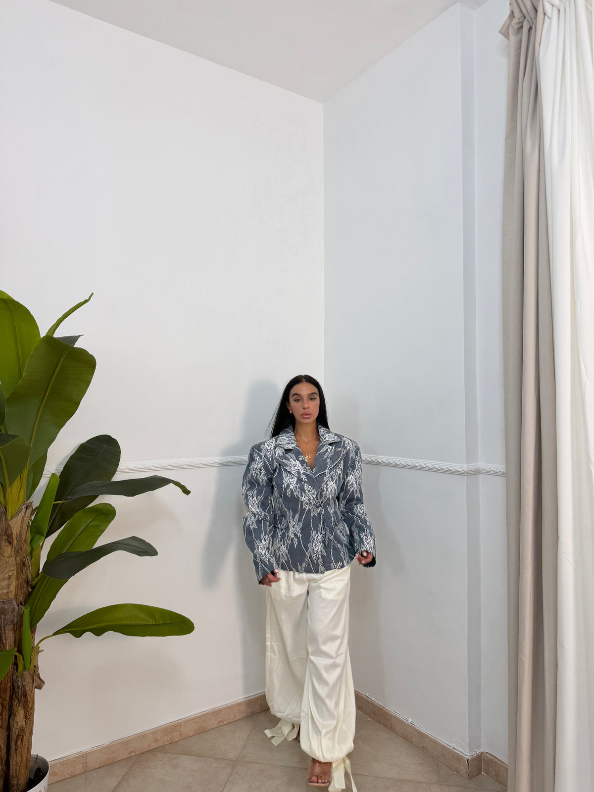Giacca denim ricamo