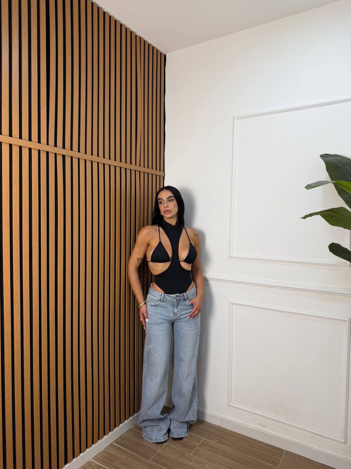 Jeans wideleg vita bassa