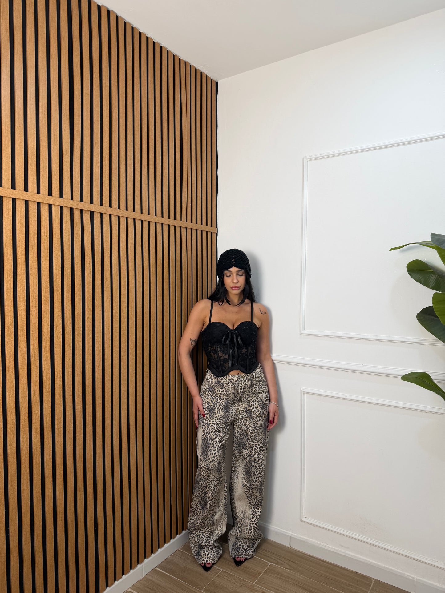 Jeans palazzo animalier