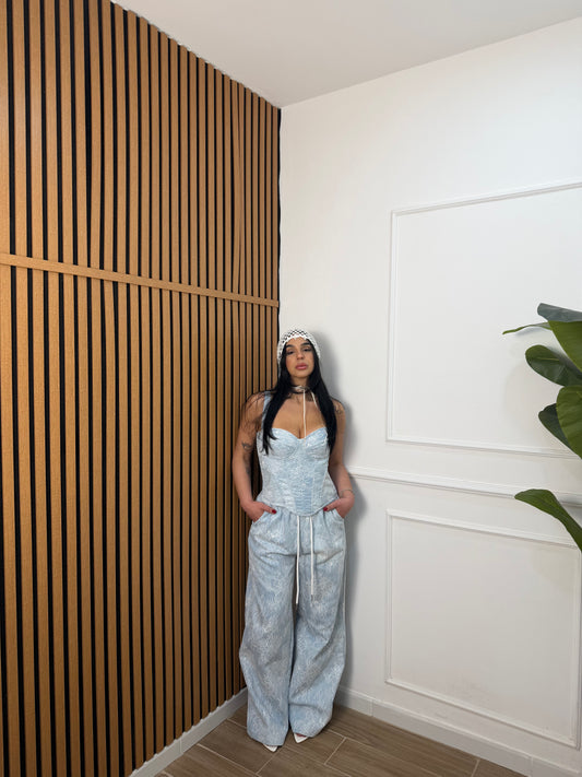 Coordinato denim ricamo