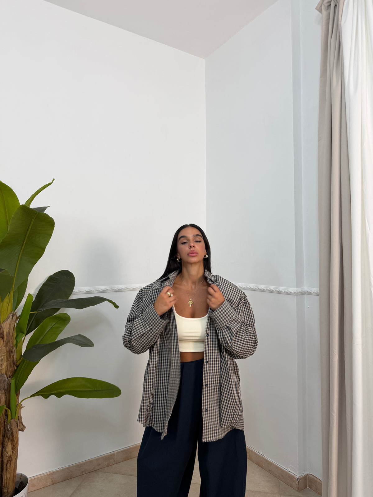 Camicia oversize maxi spalline
