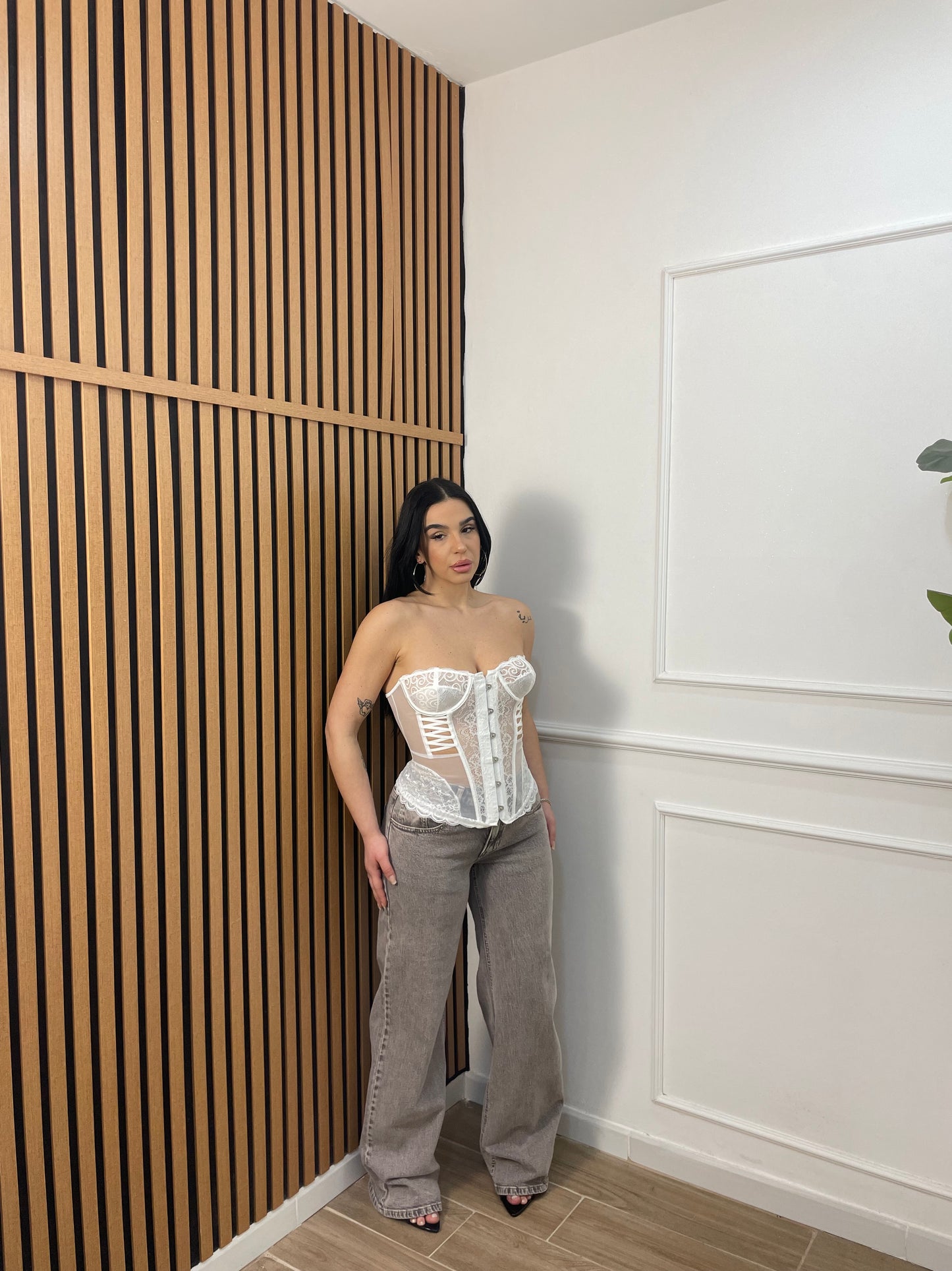 Jeans gamba dritta grigio sabbiato