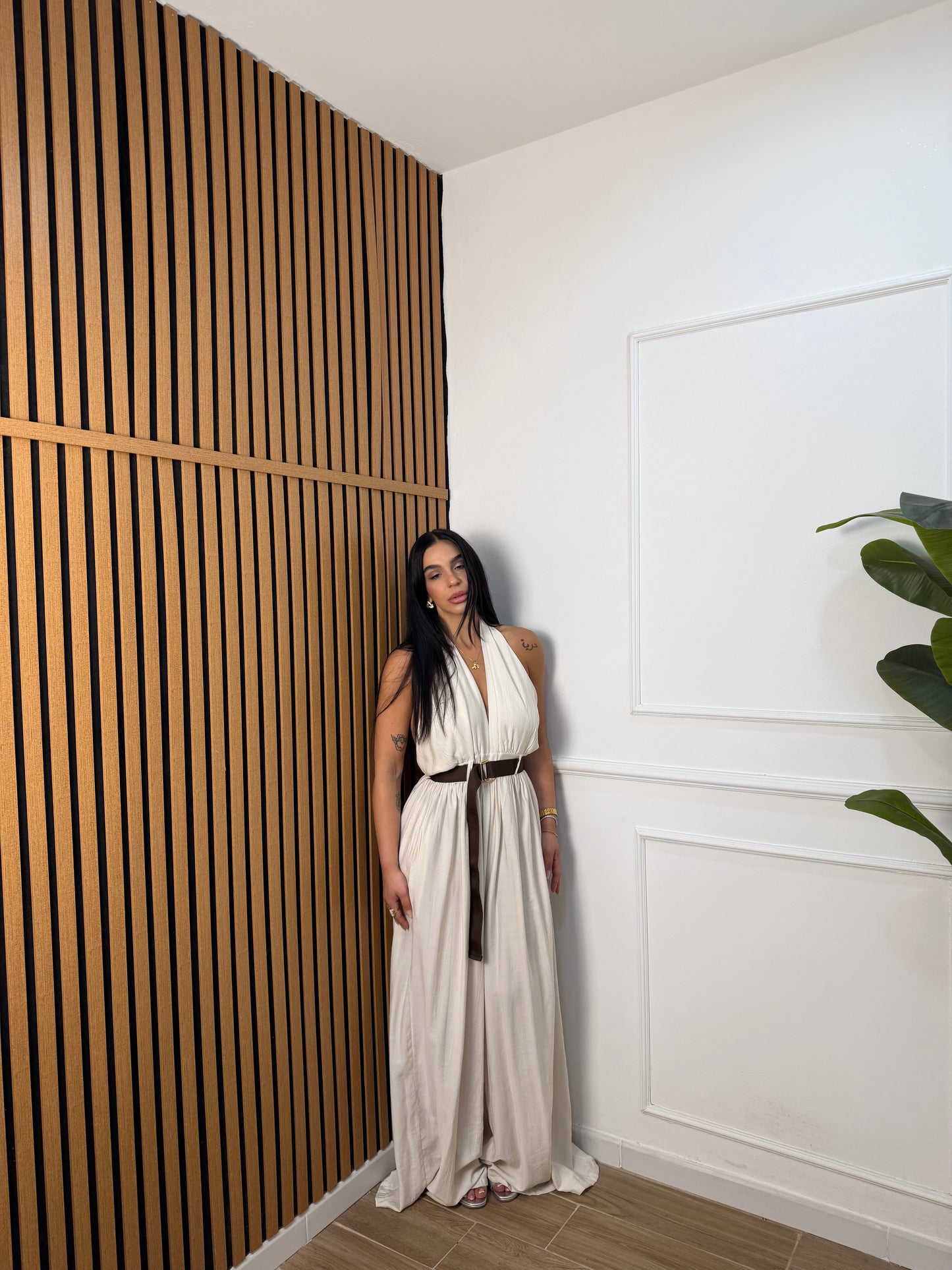 Tuta maxi palazzo lino