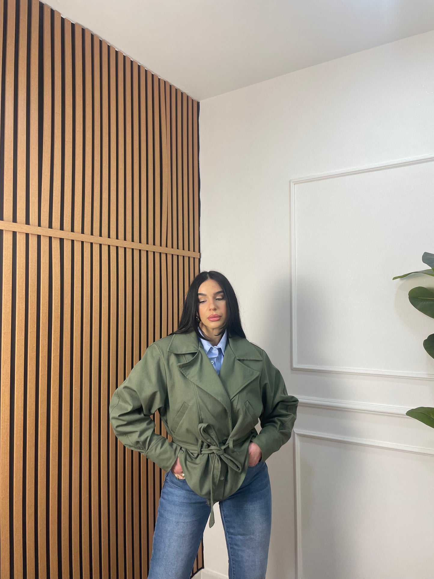 Trench crop doppio petto