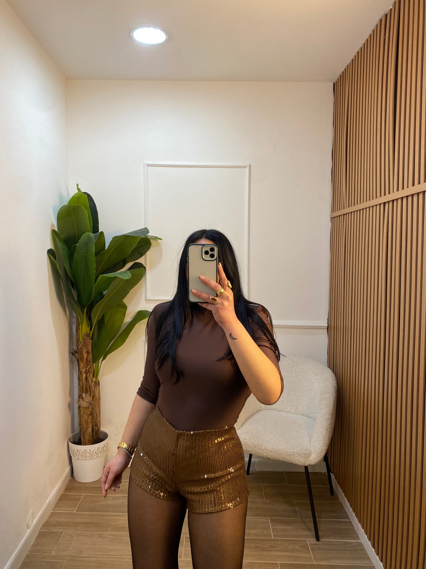 Culotte paillettes caramello