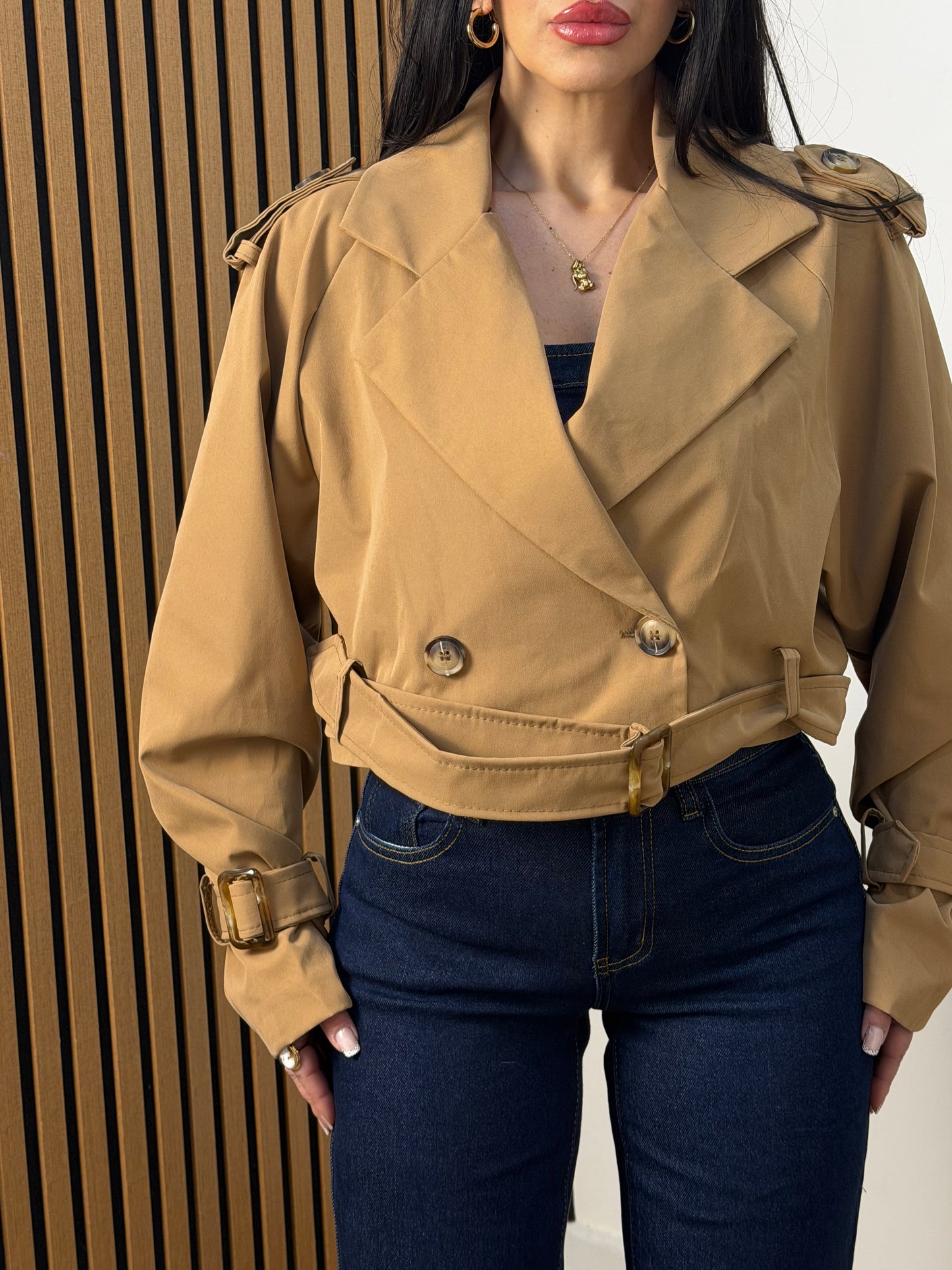 Trench crop doppio petto