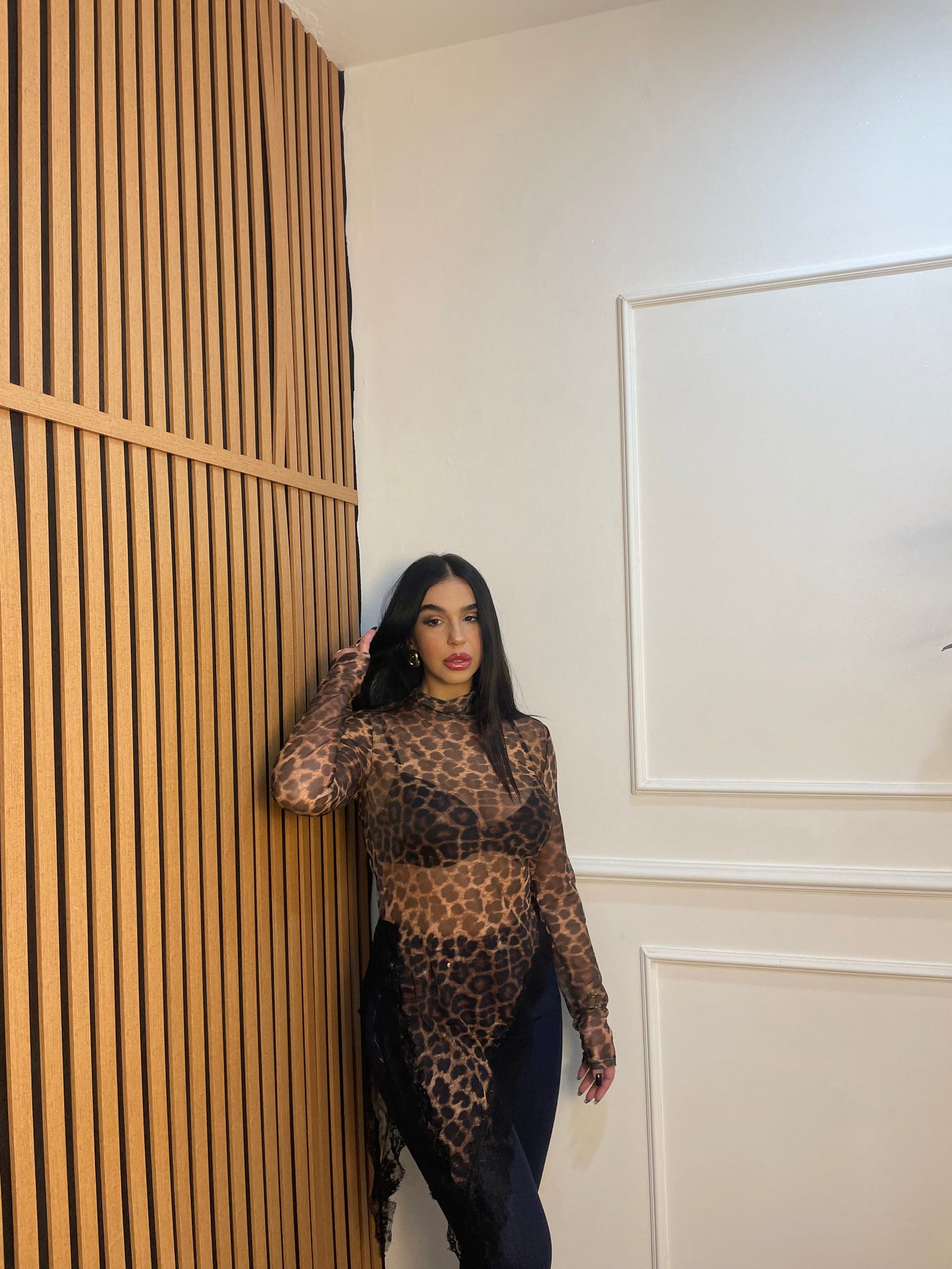 Maglia asimmetrica animalier