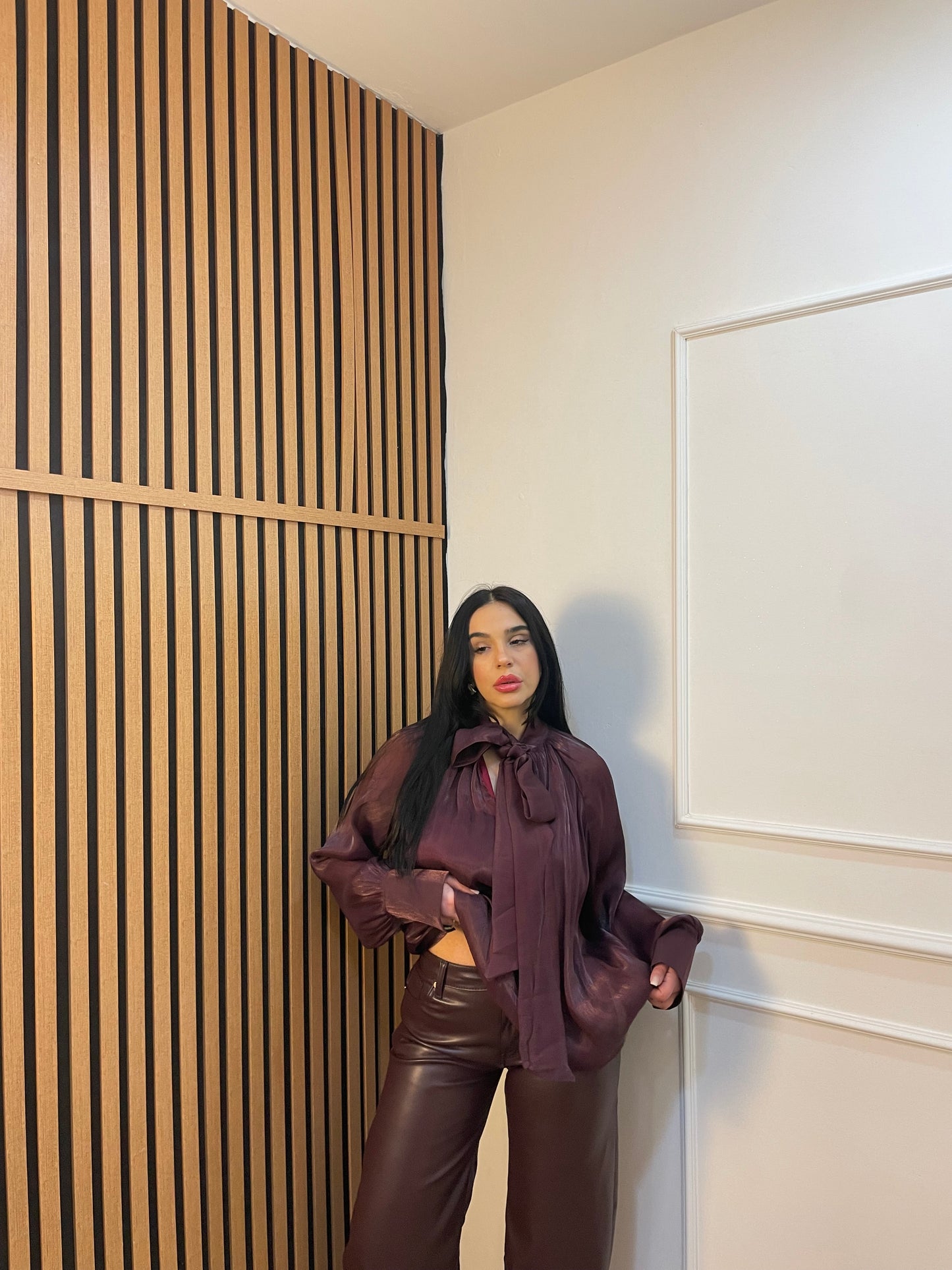 Camicia satin fiocco