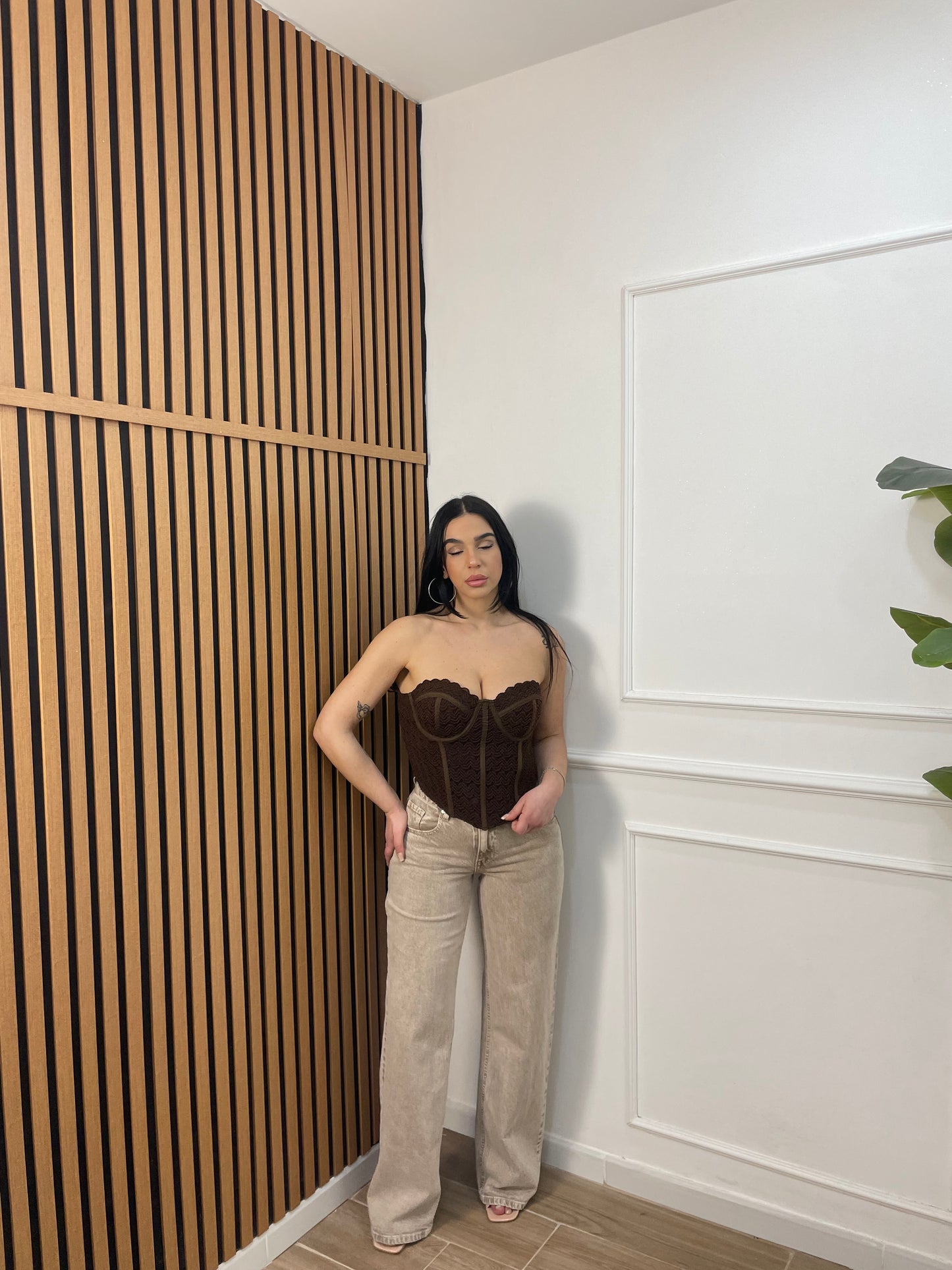 Jeans gamba dritta sabbiato beige