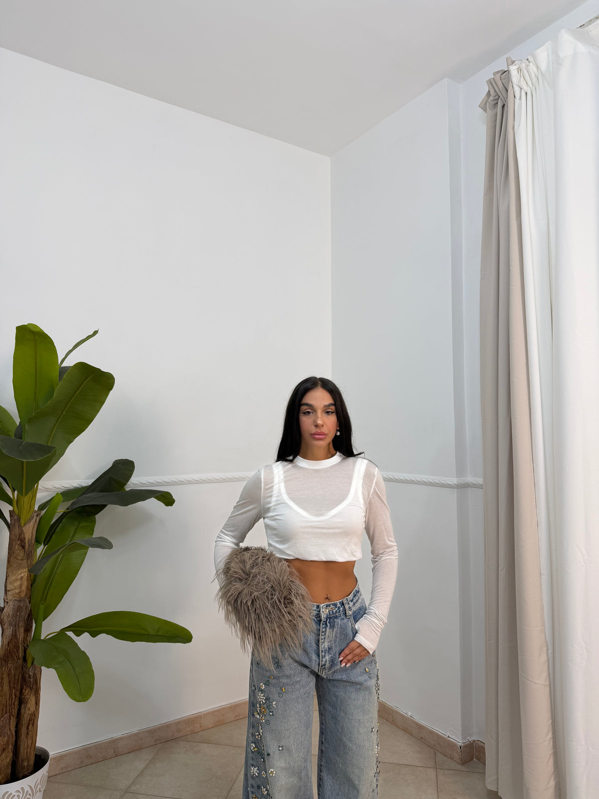Maglia finto duo Bianca