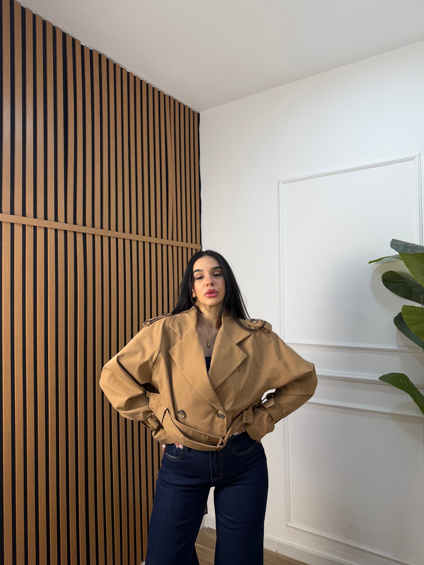 Trench crop doppio petto