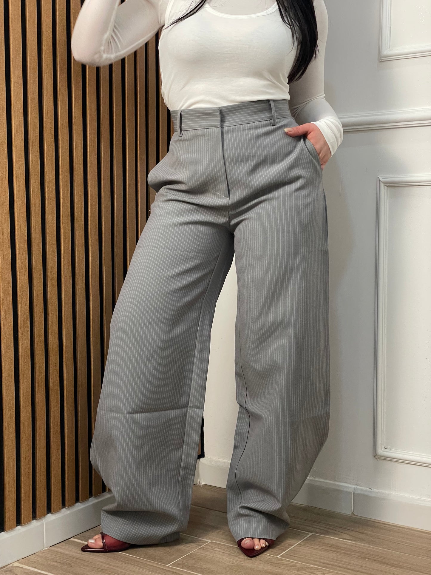 Pantalone balloon gessato