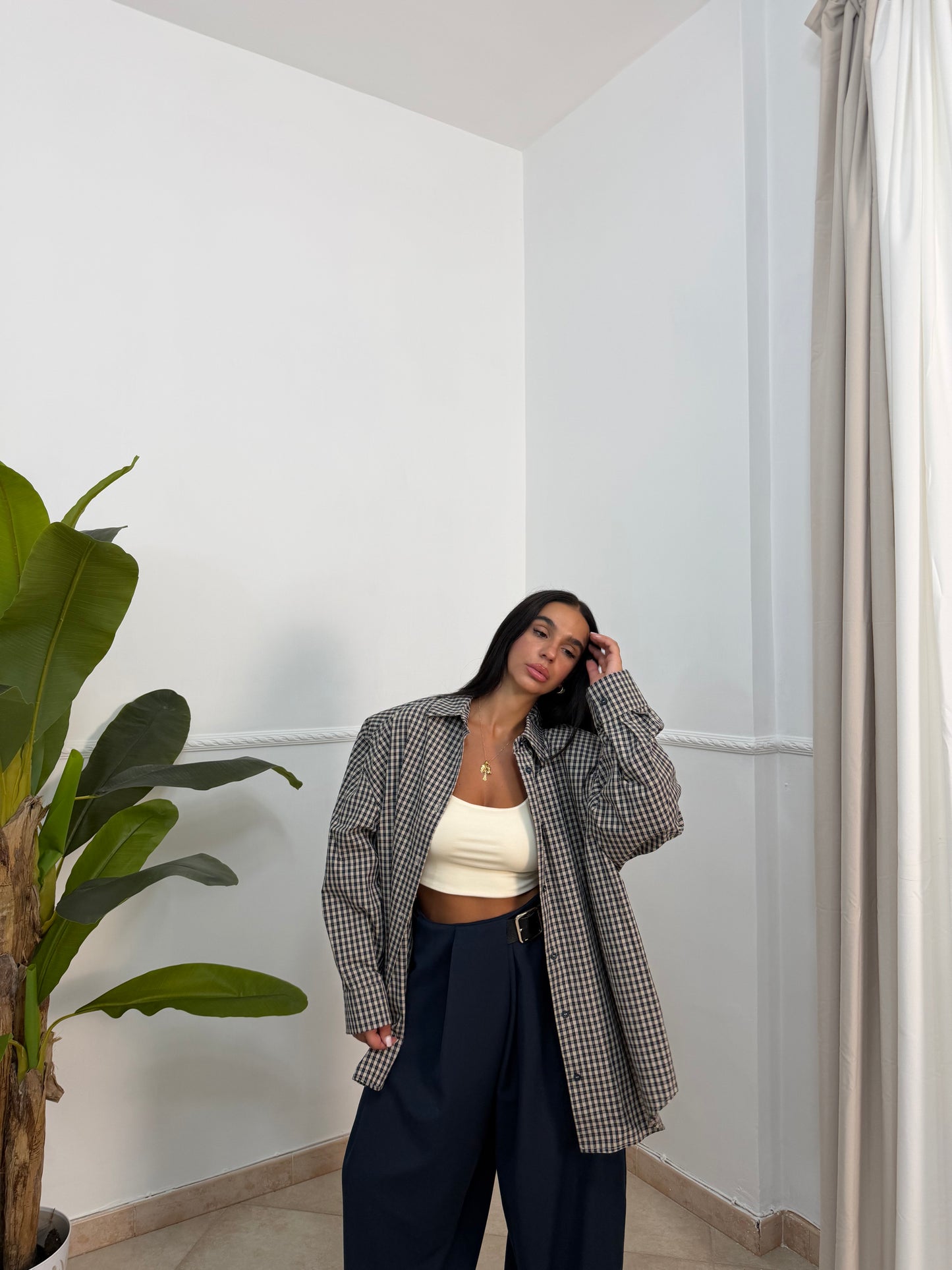 Camicia oversize maxi spalline