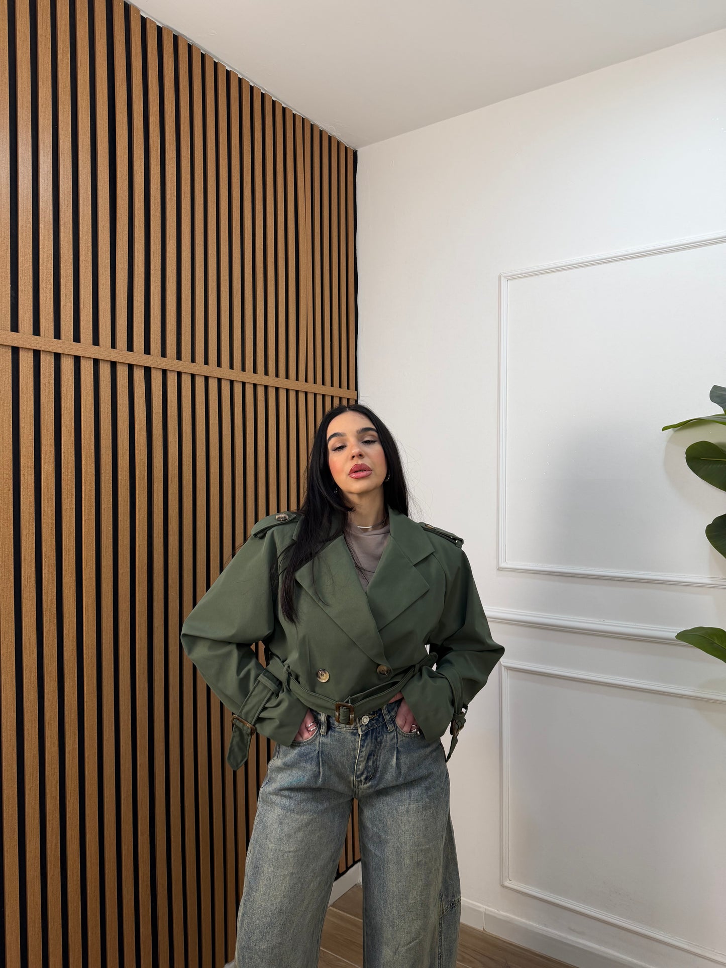 Trench crop doppio petto