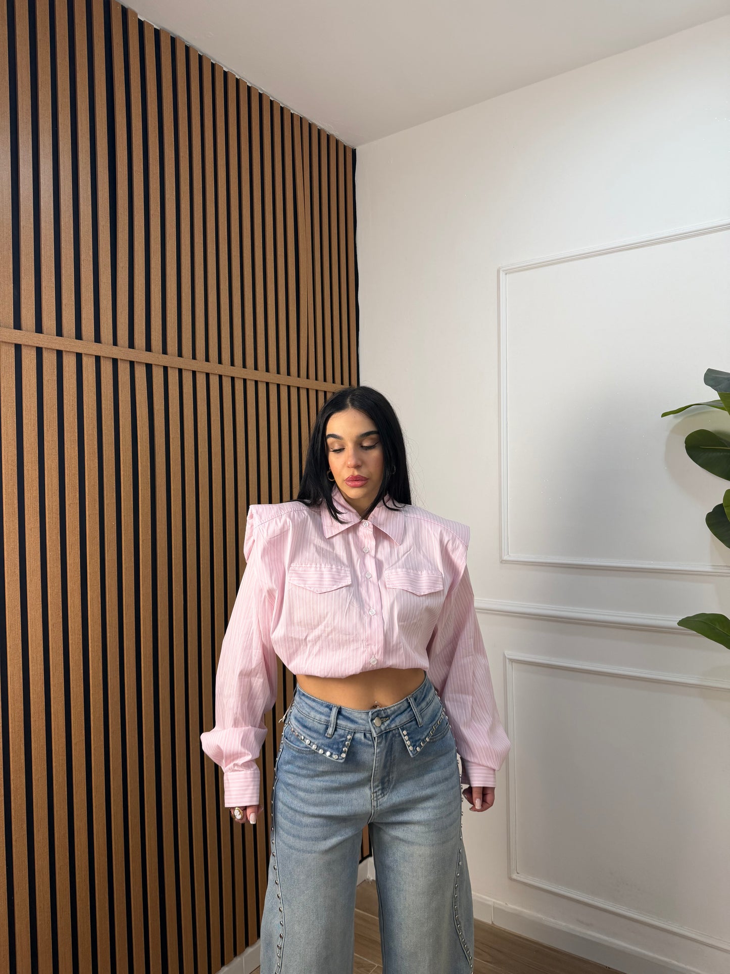 Camicia crop spalline