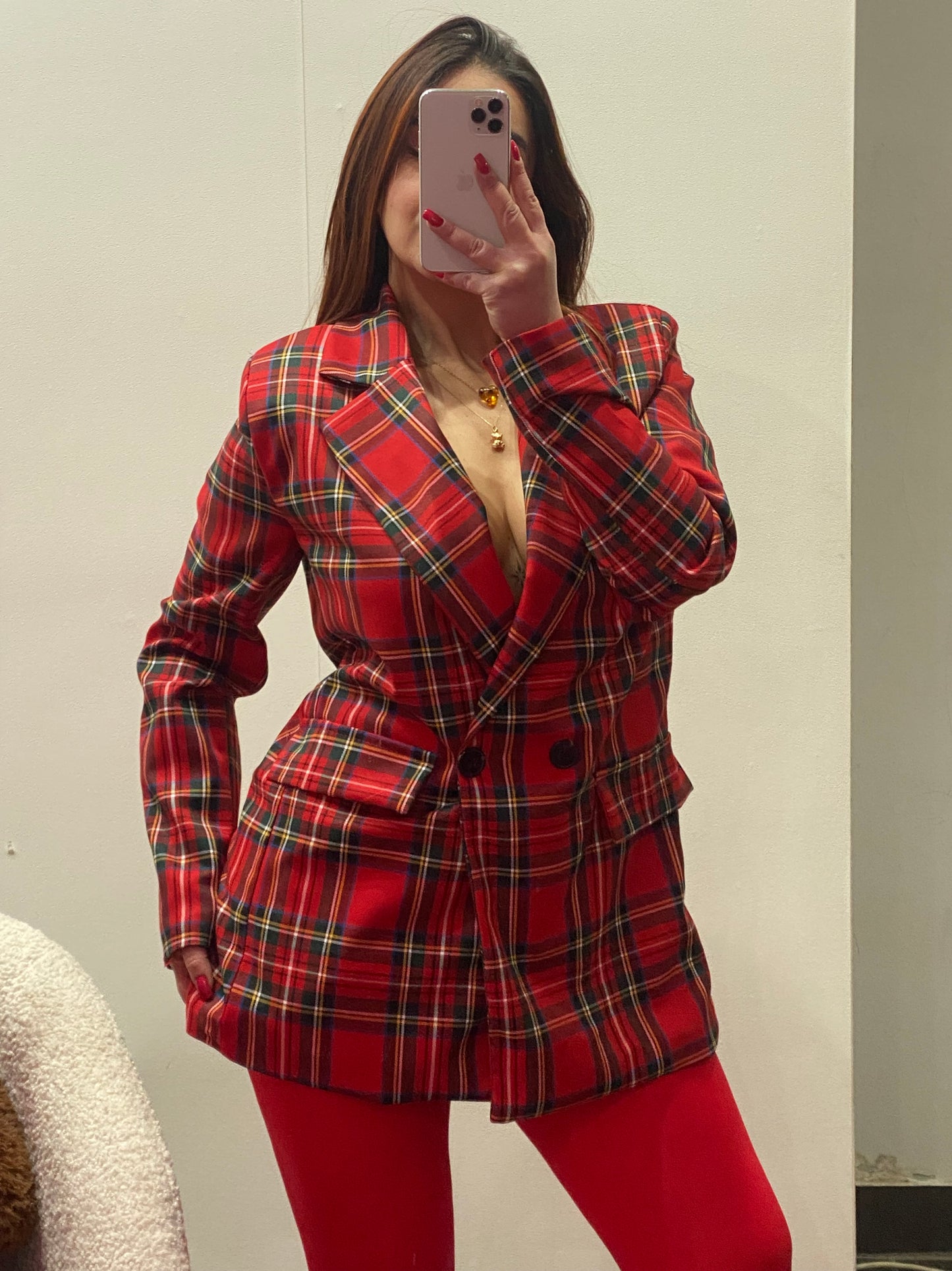 Blazer oversize tartan