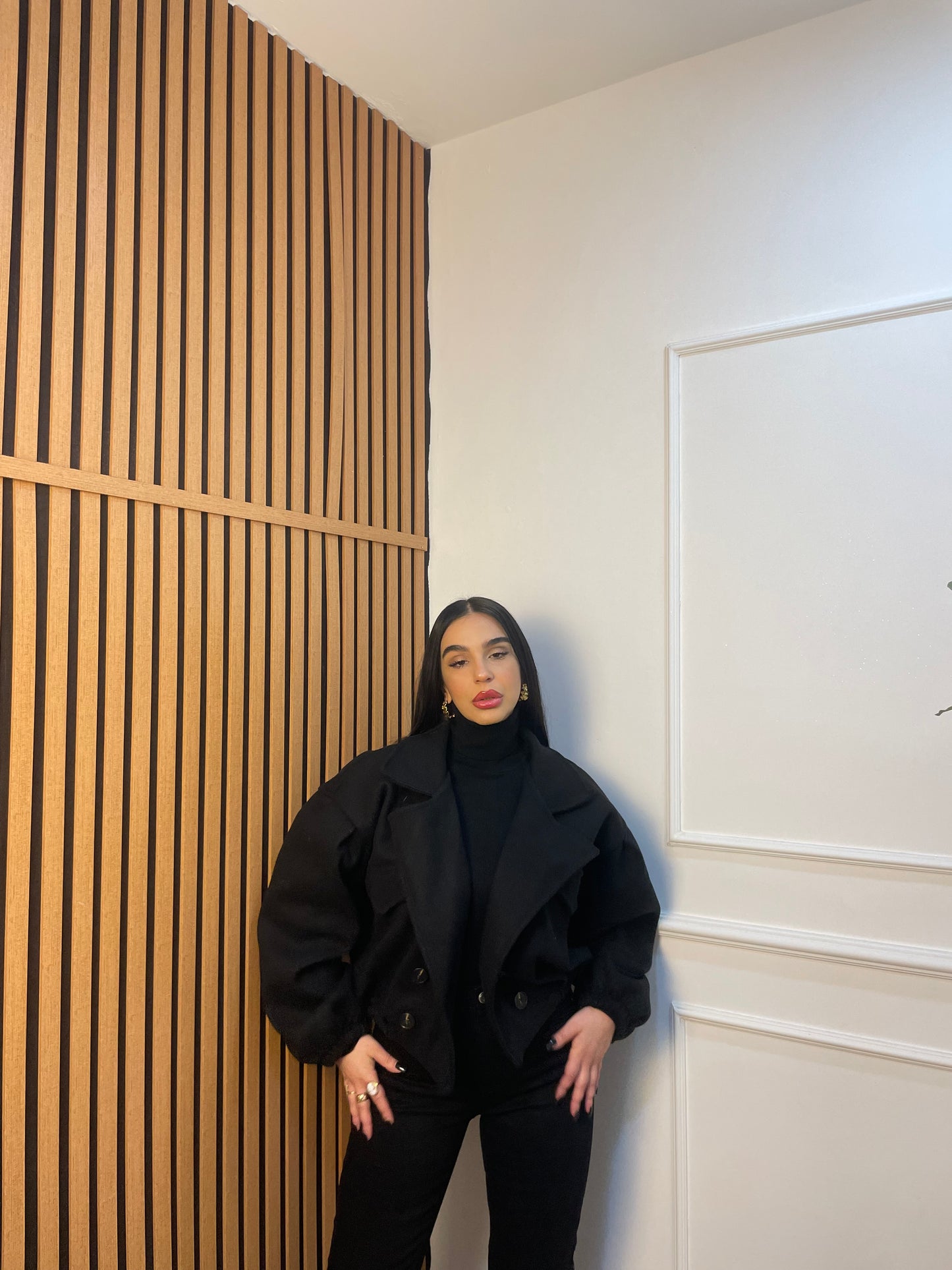 Bomber crop panno doppiopetto