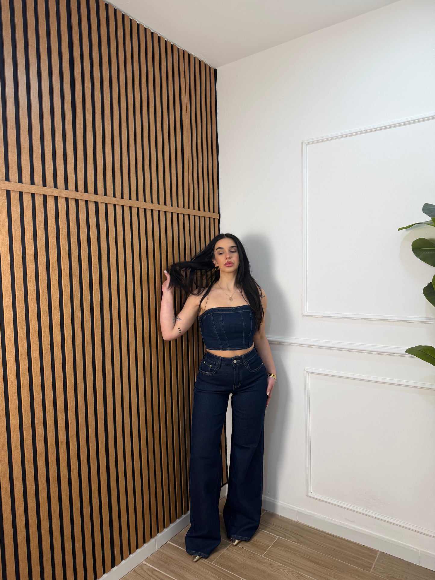 Jeans palazzo scuro