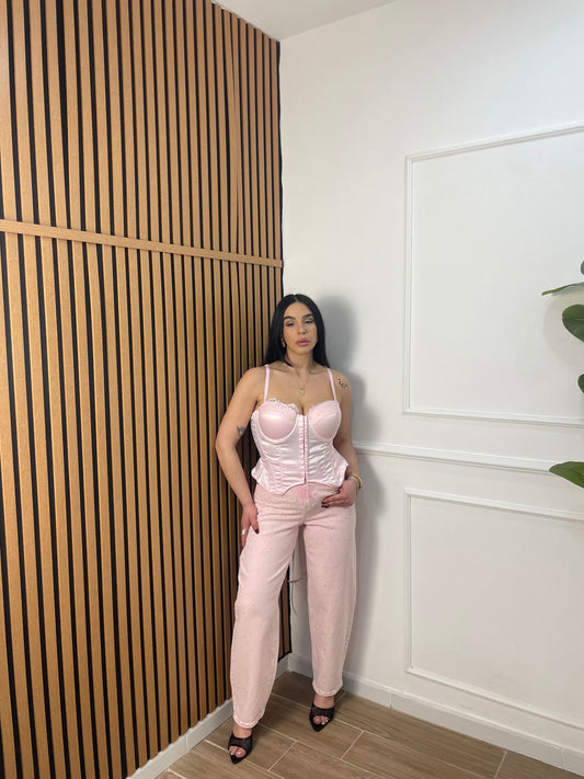 Jeans Swarovski pink