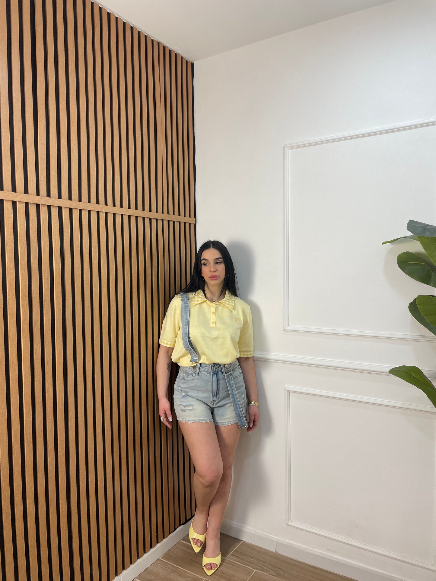 Shorts denim salopette