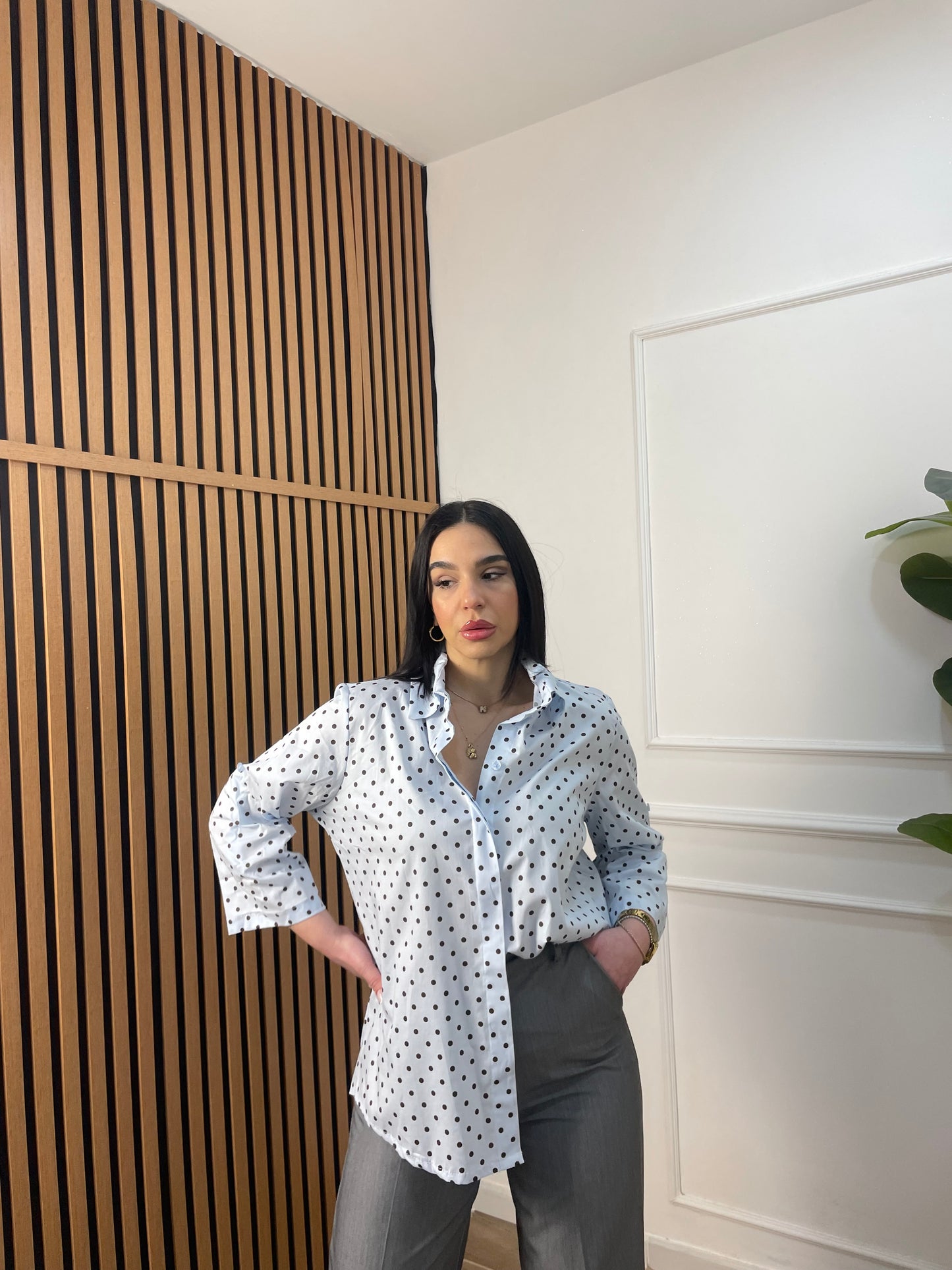 Camicia pois manica trequarti