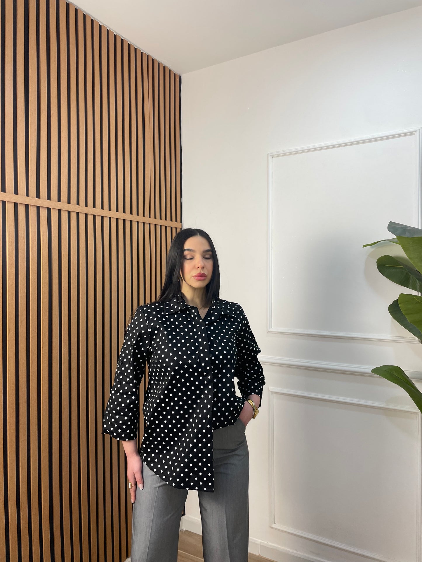 Camicia pois manica trequarti