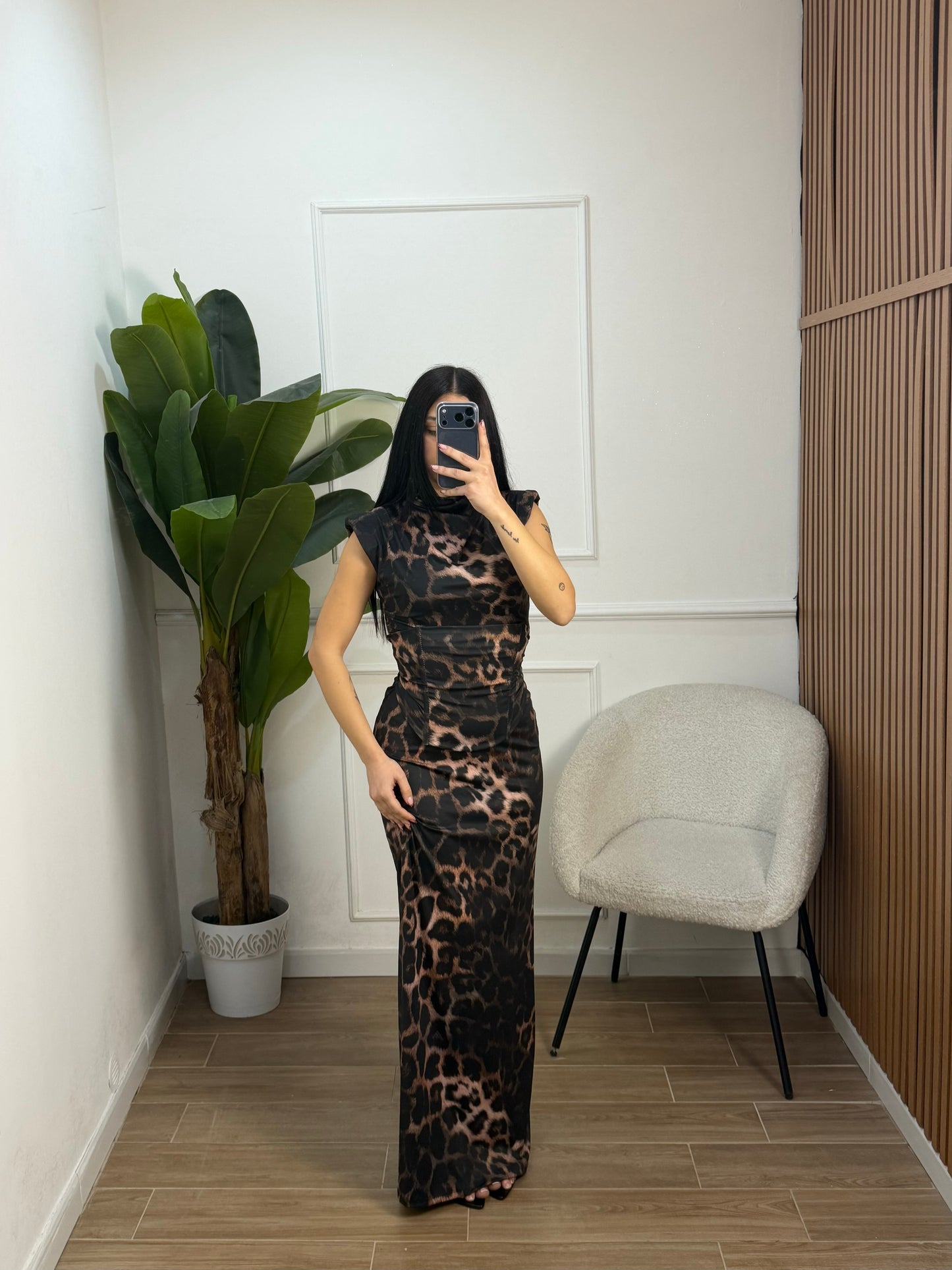 Abito bustier animalier