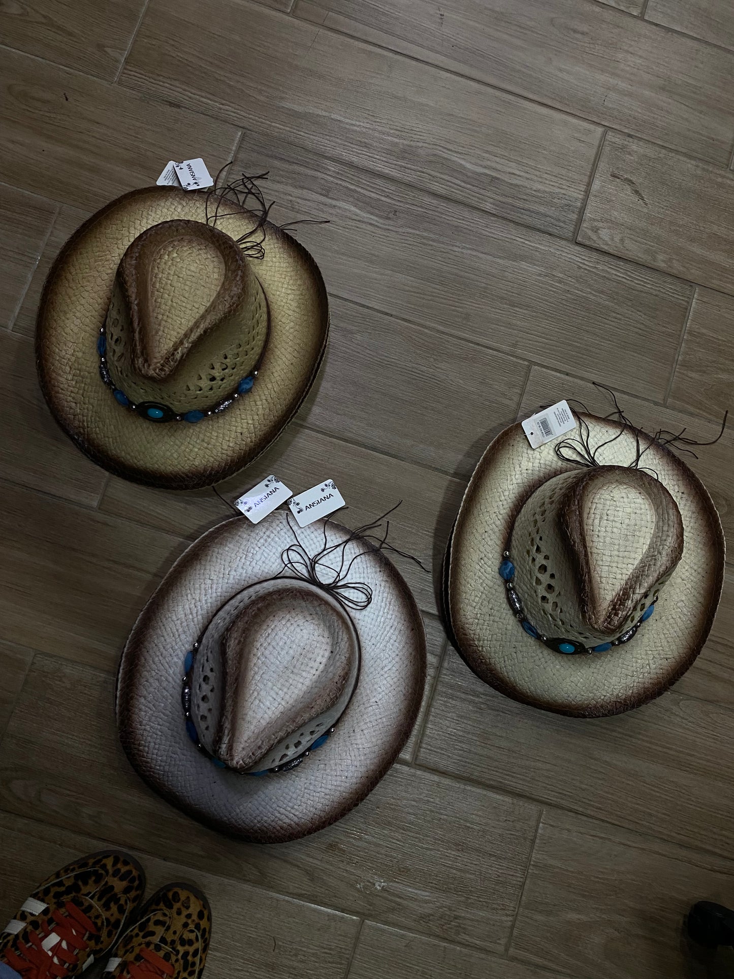 Cappello cowboy sfumato pietre turchesi