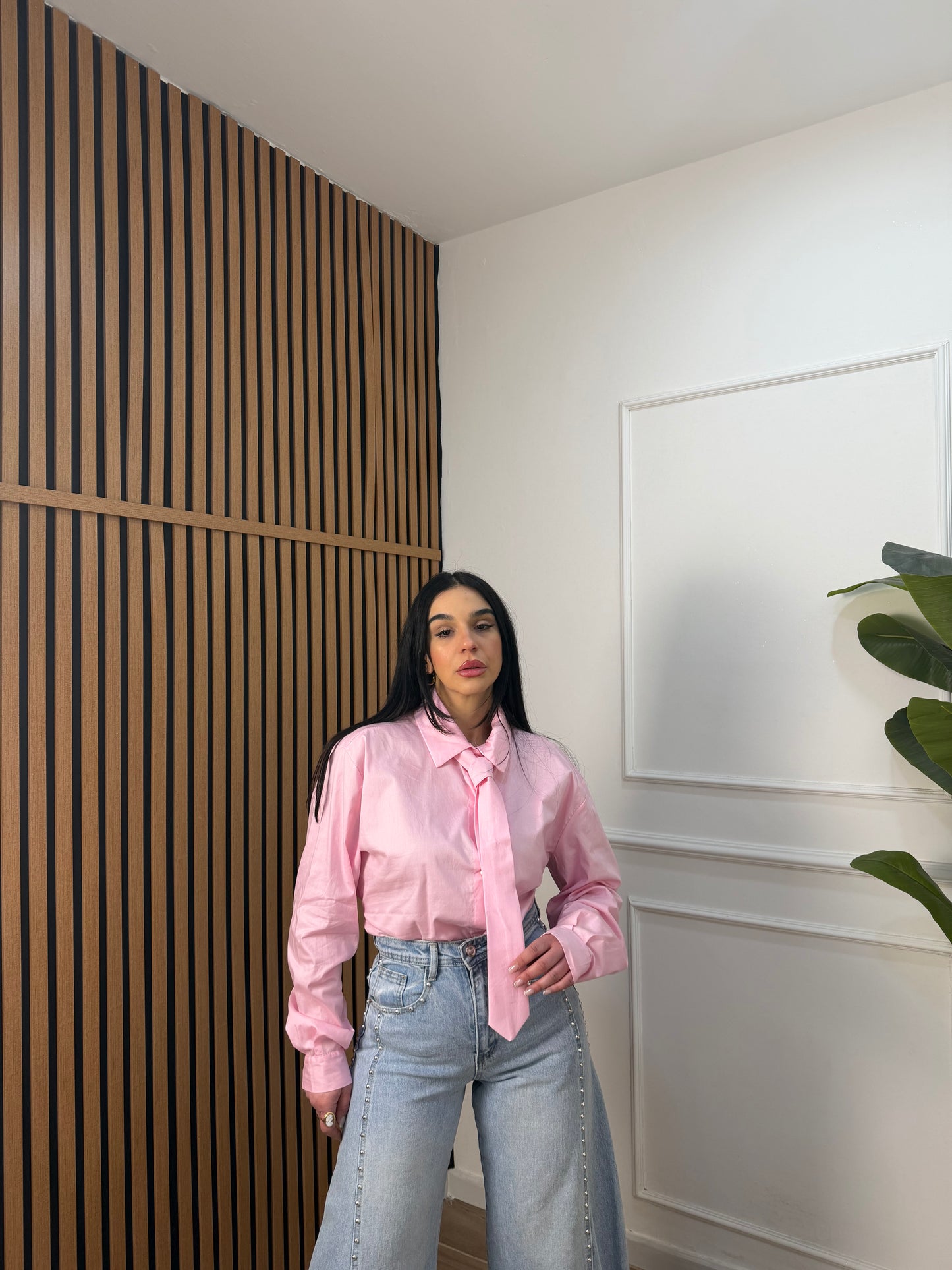 Camicia oversize cravatta Pink