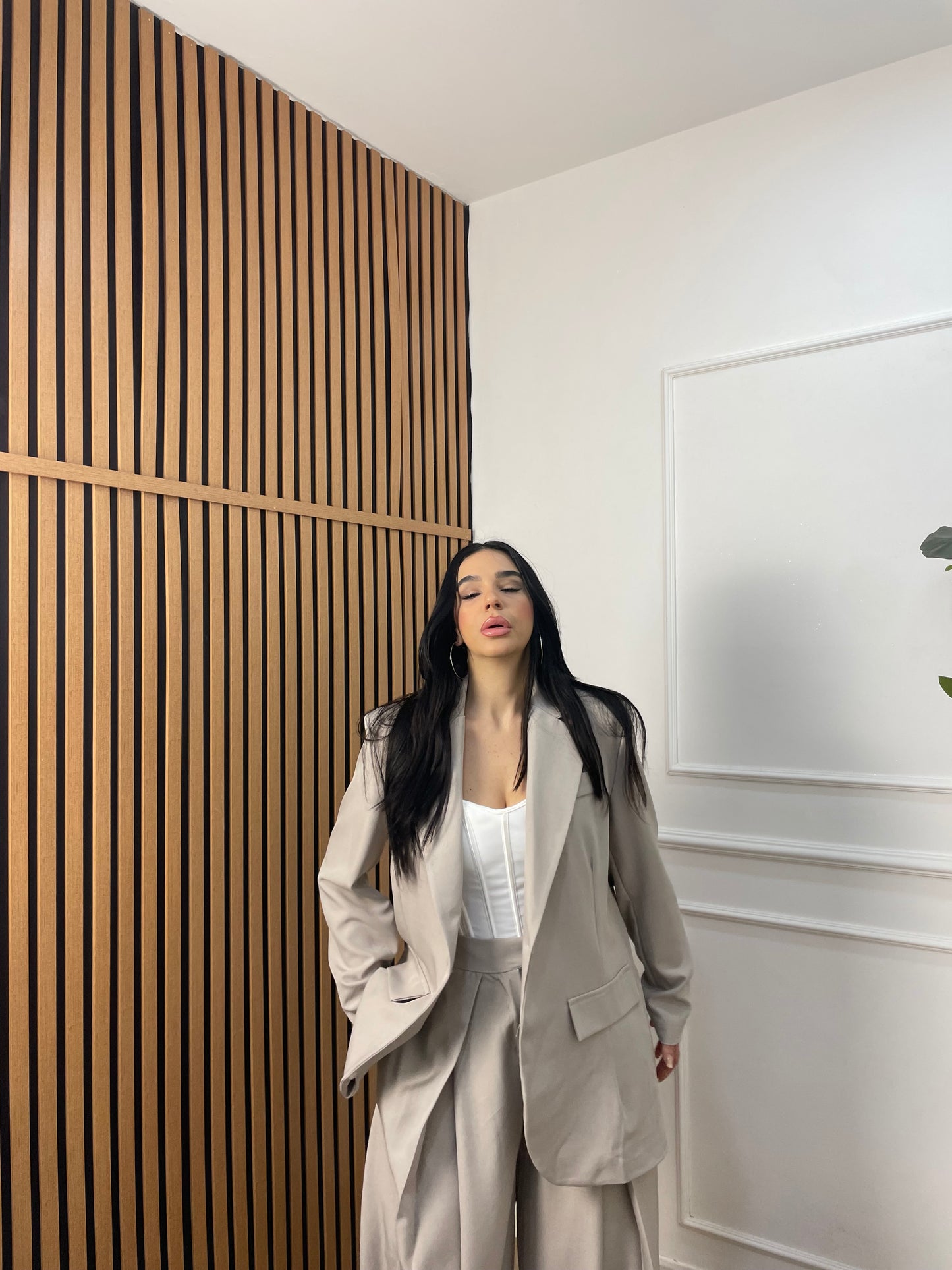 Blazer oversize fango