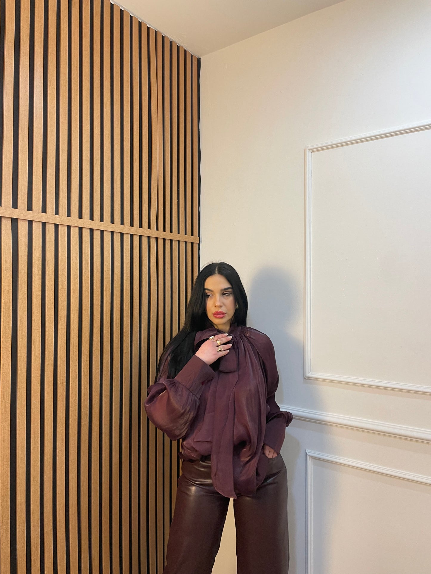 Camicia satin fiocco