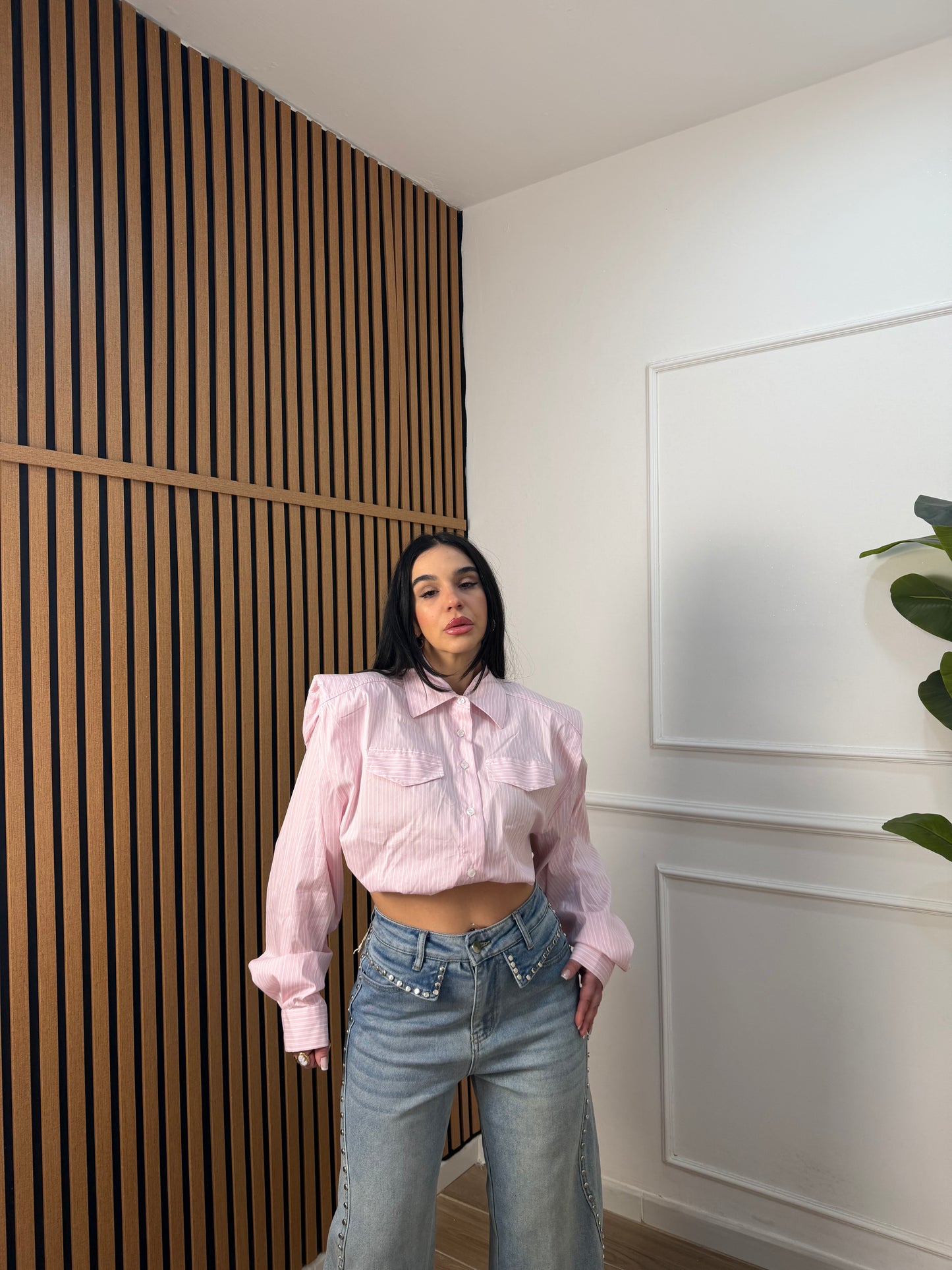 Camicia crop spalline