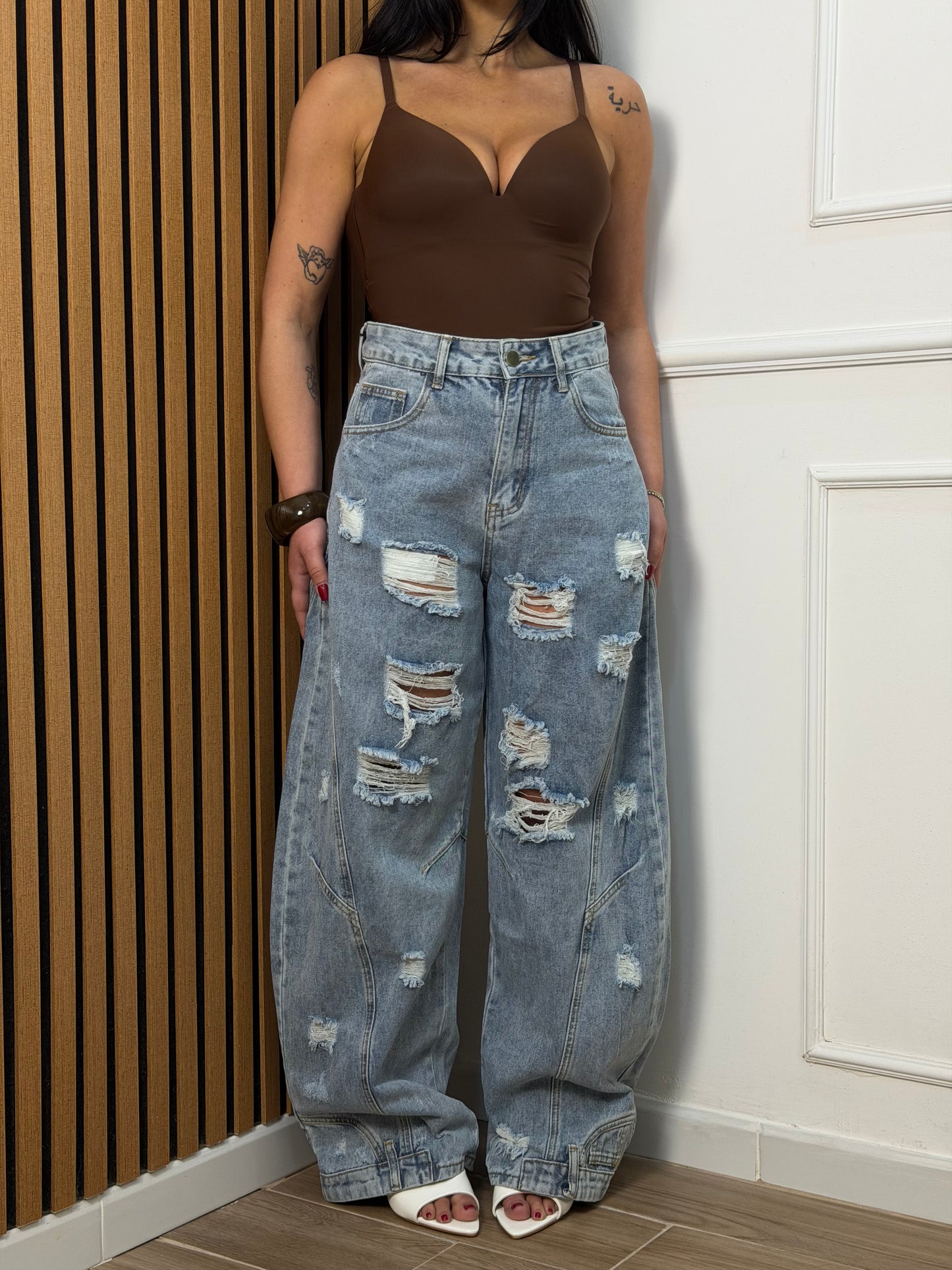 Jeans balloon up&down sfrangiato