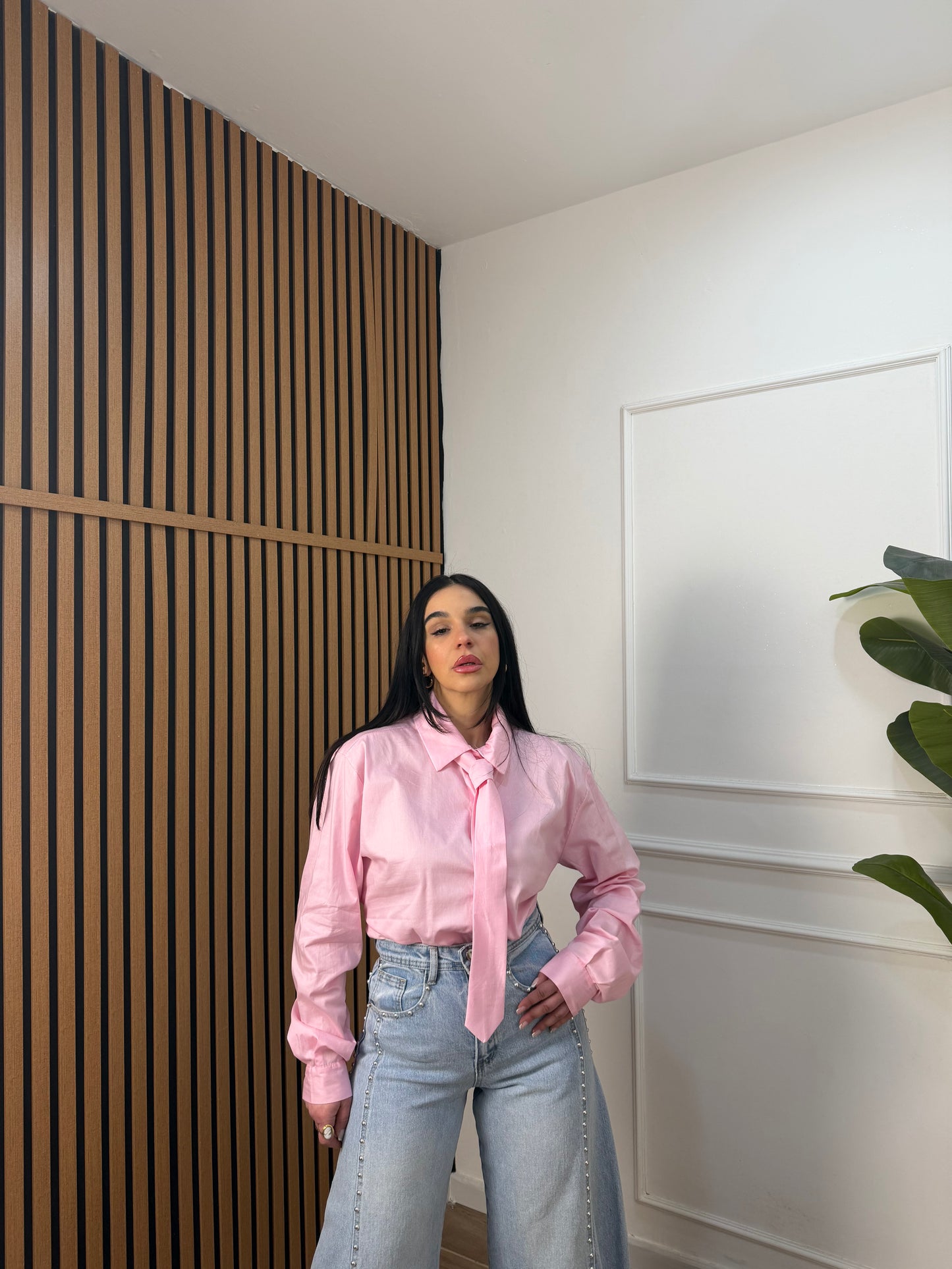 Camicia oversize cravatta Pink