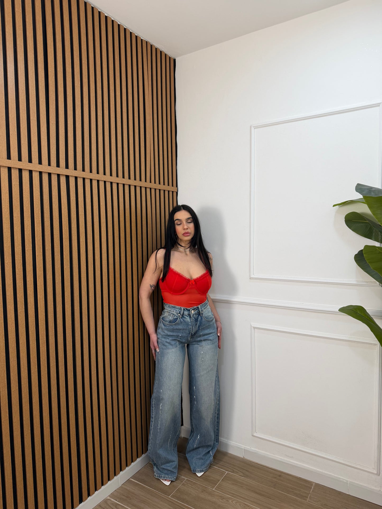 Jeans wideleg luccicoso
