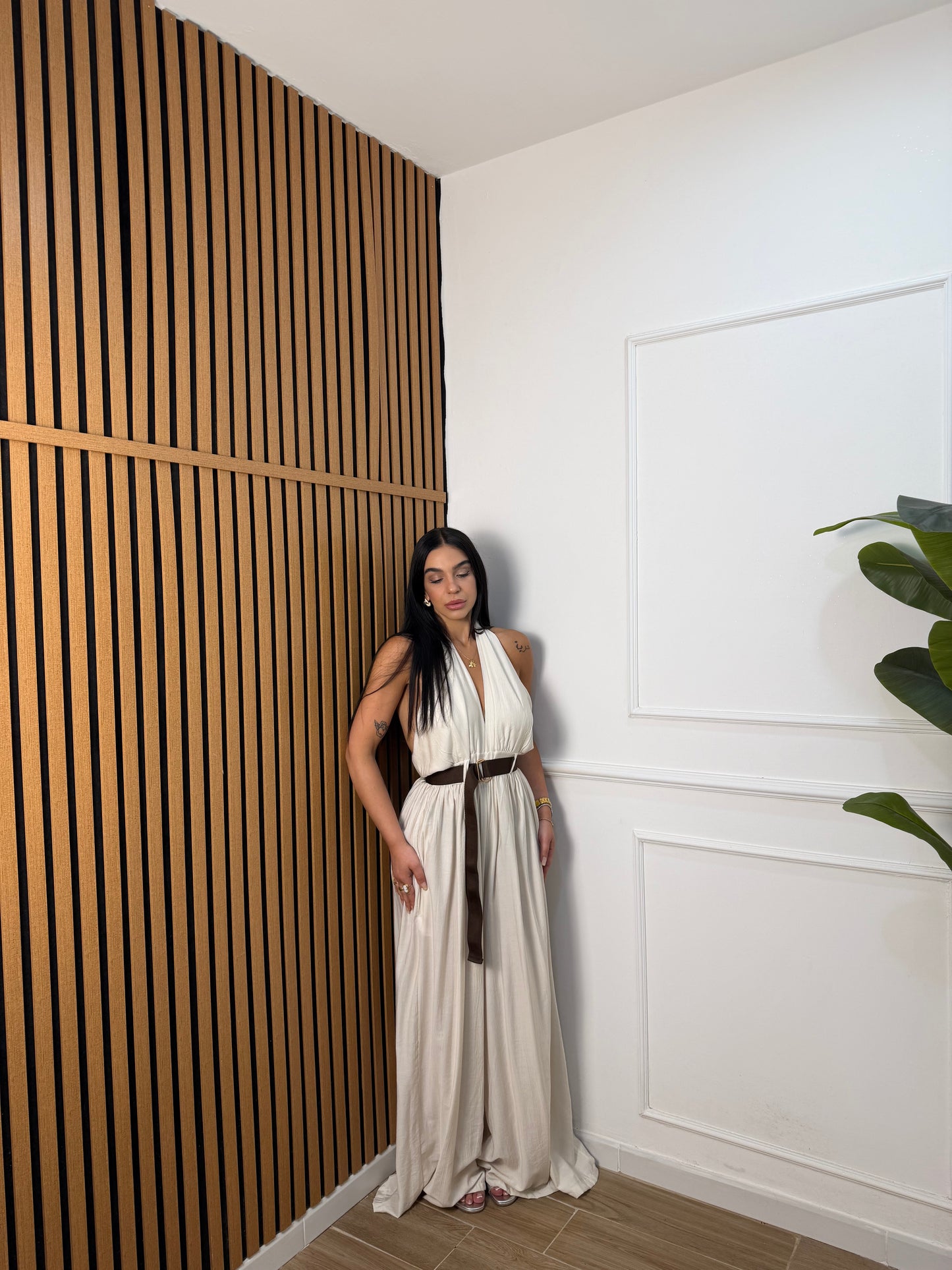 Tuta maxi palazzo lino