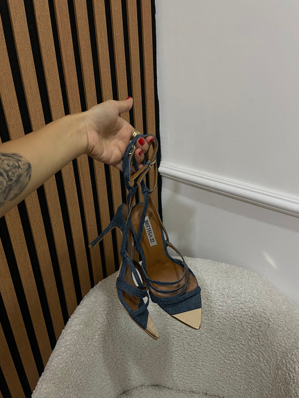 sandalo denim punta gold