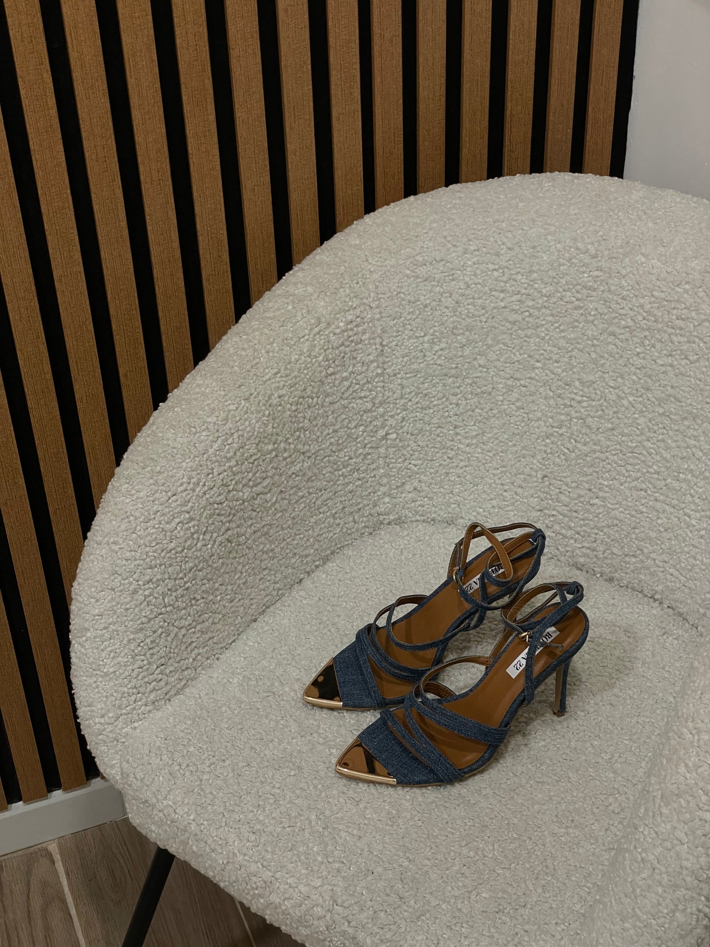 sandalo denim punta gold