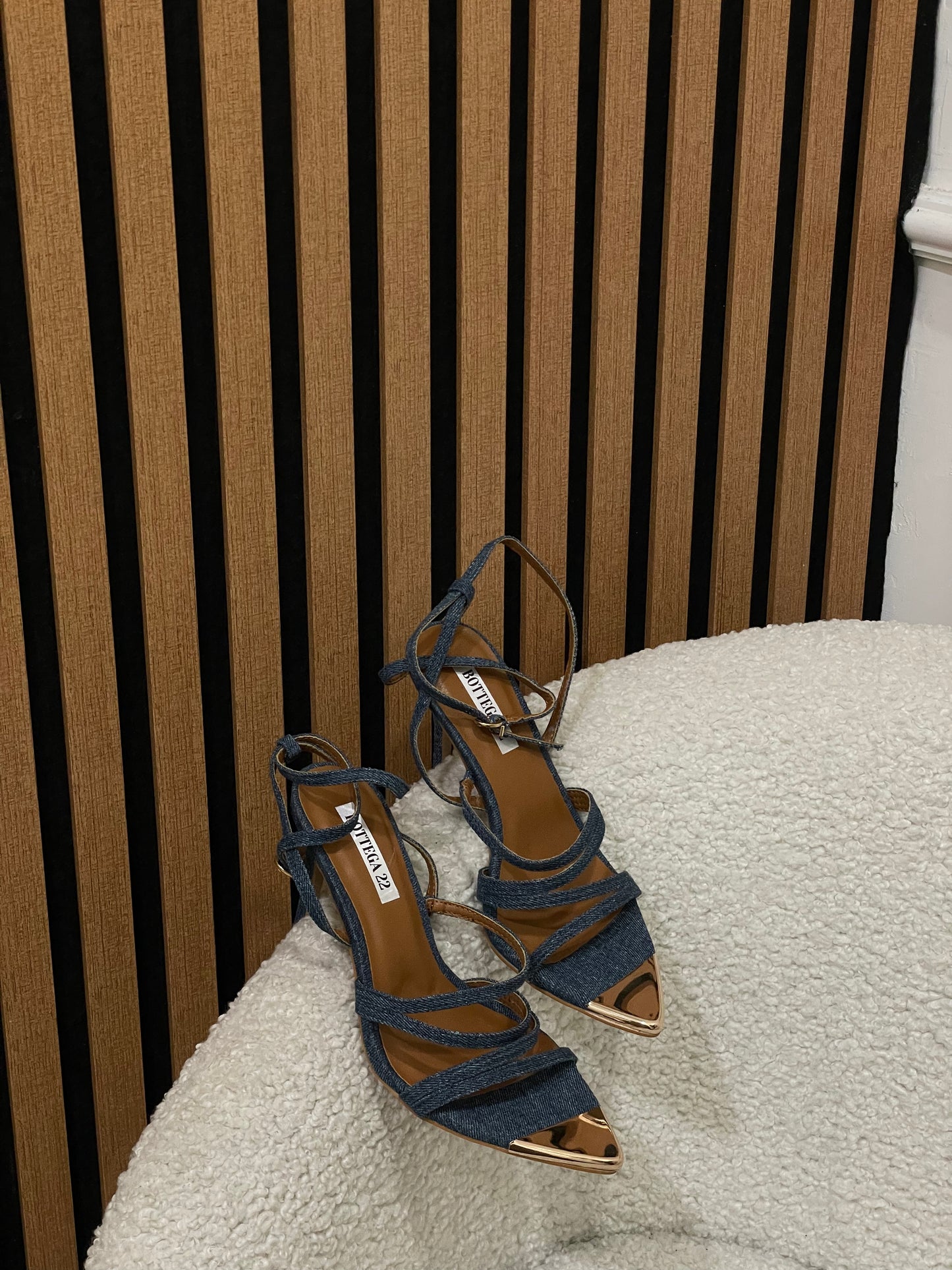 sandalo denim punta gold