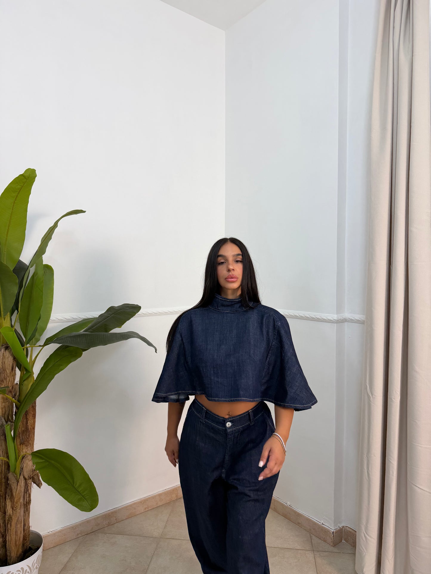 Coordinato denim mantellina