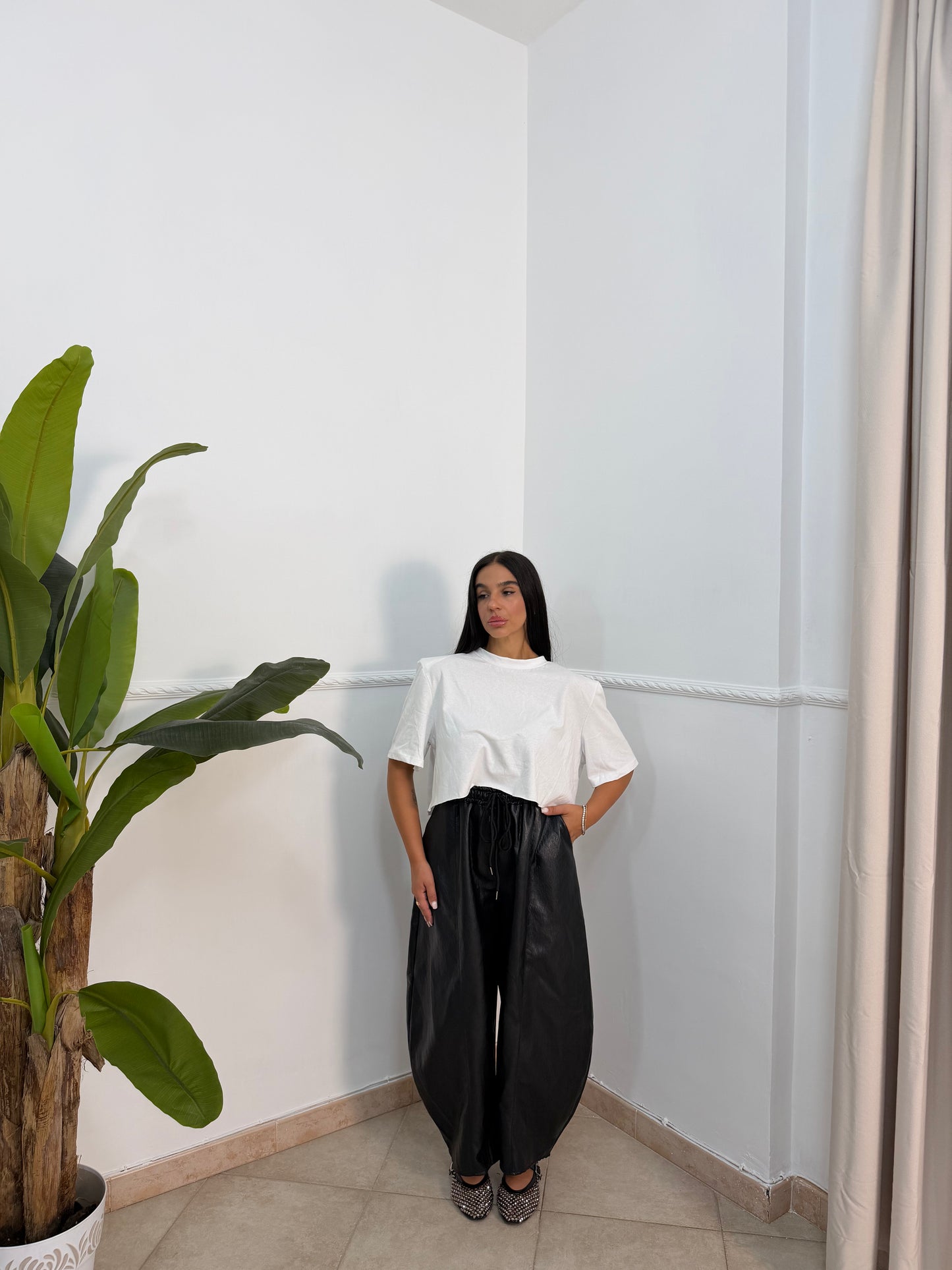 Pantalone 7/8 ecopelle