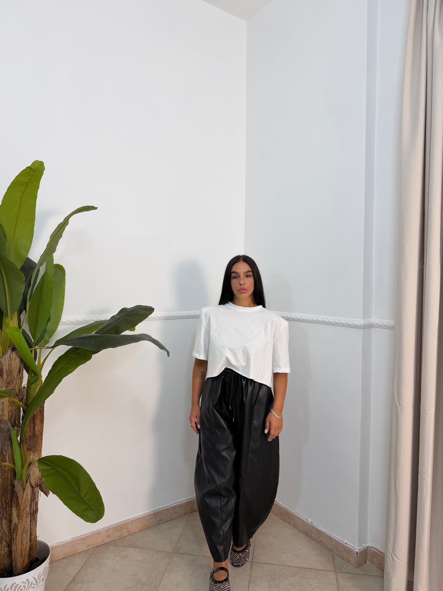 Pantalone 7/8 ecopelle