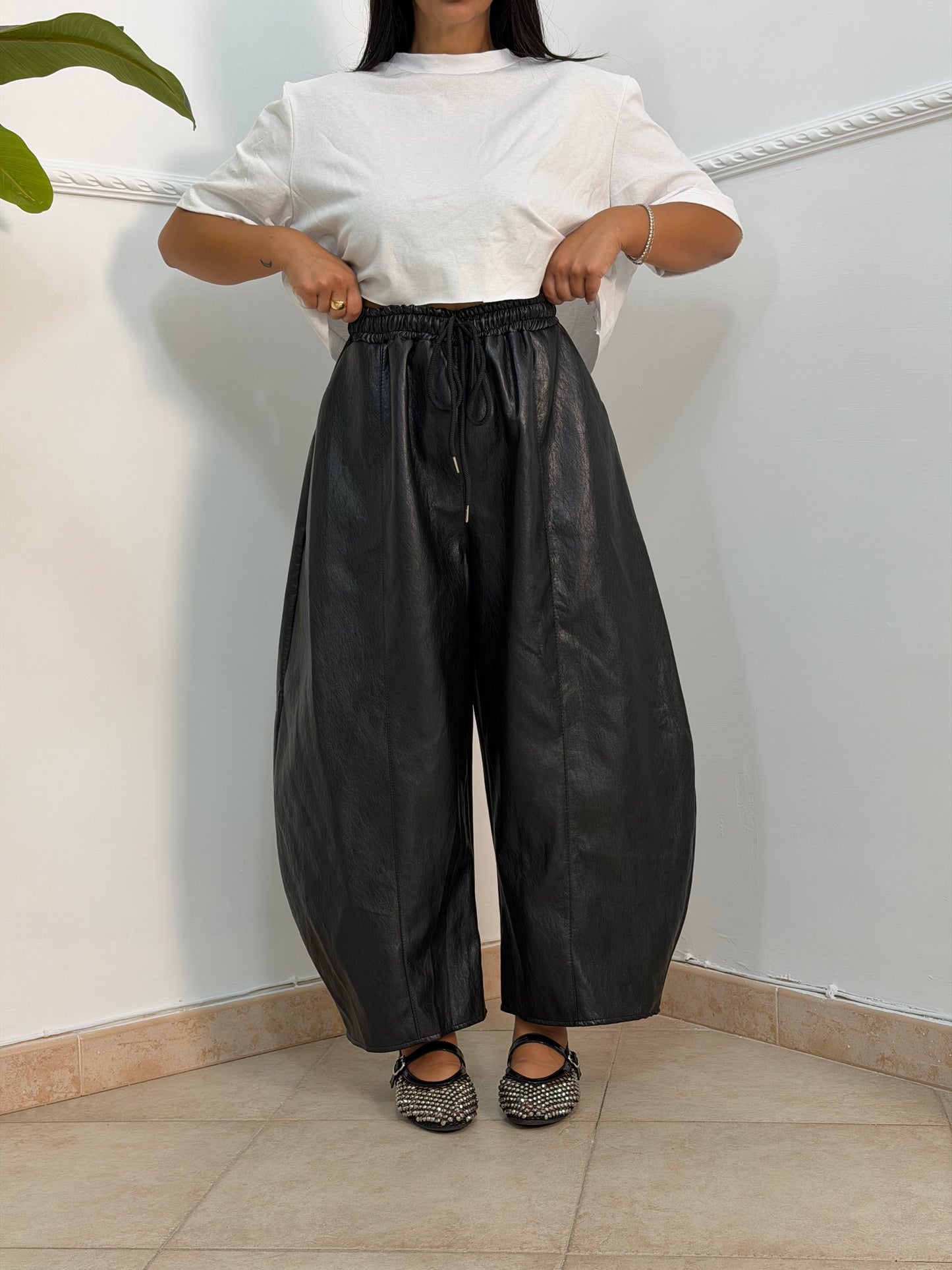 Pantalone 7/8 ecopelle