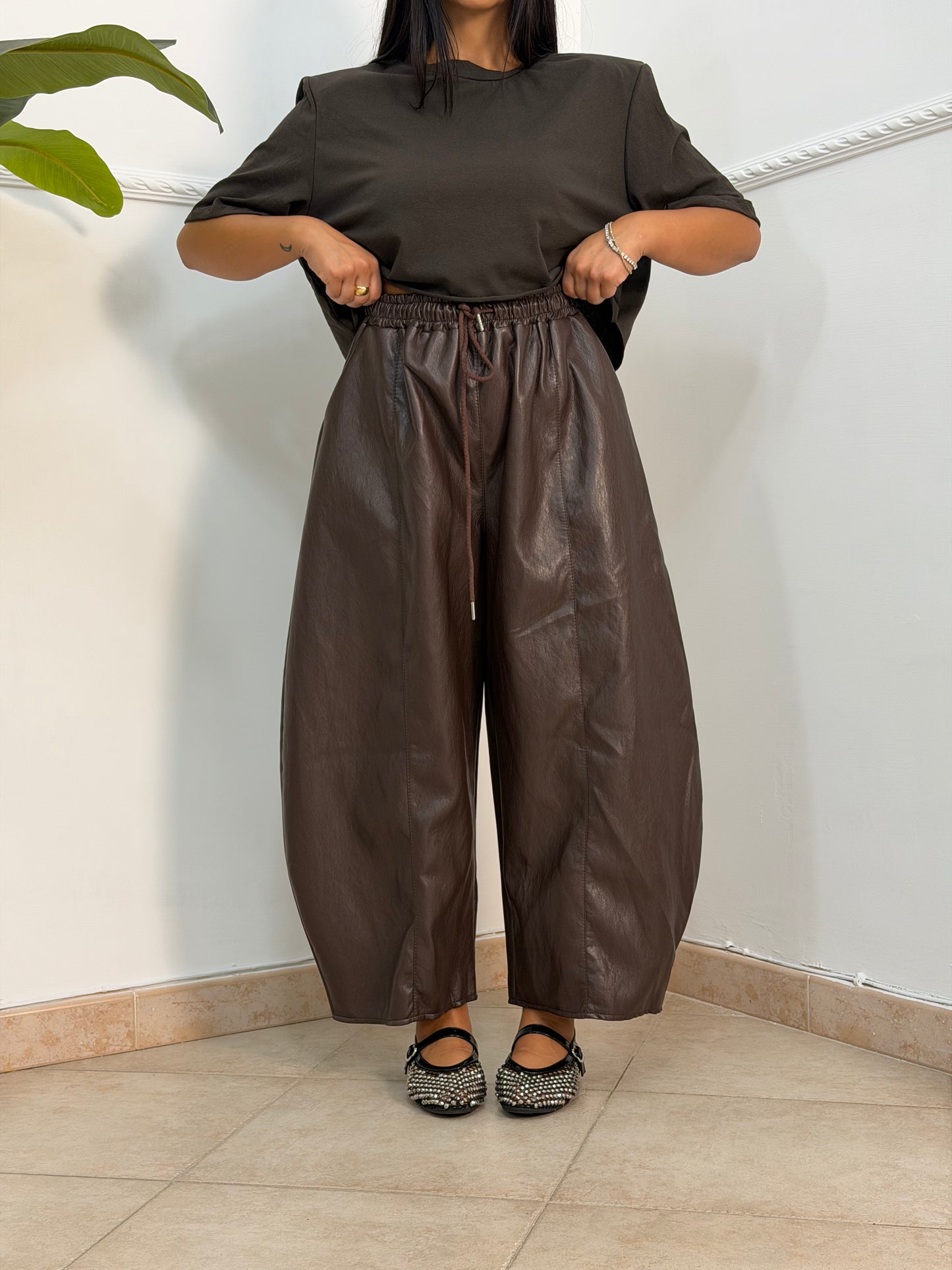 Pantalone 7/8 ecopelle